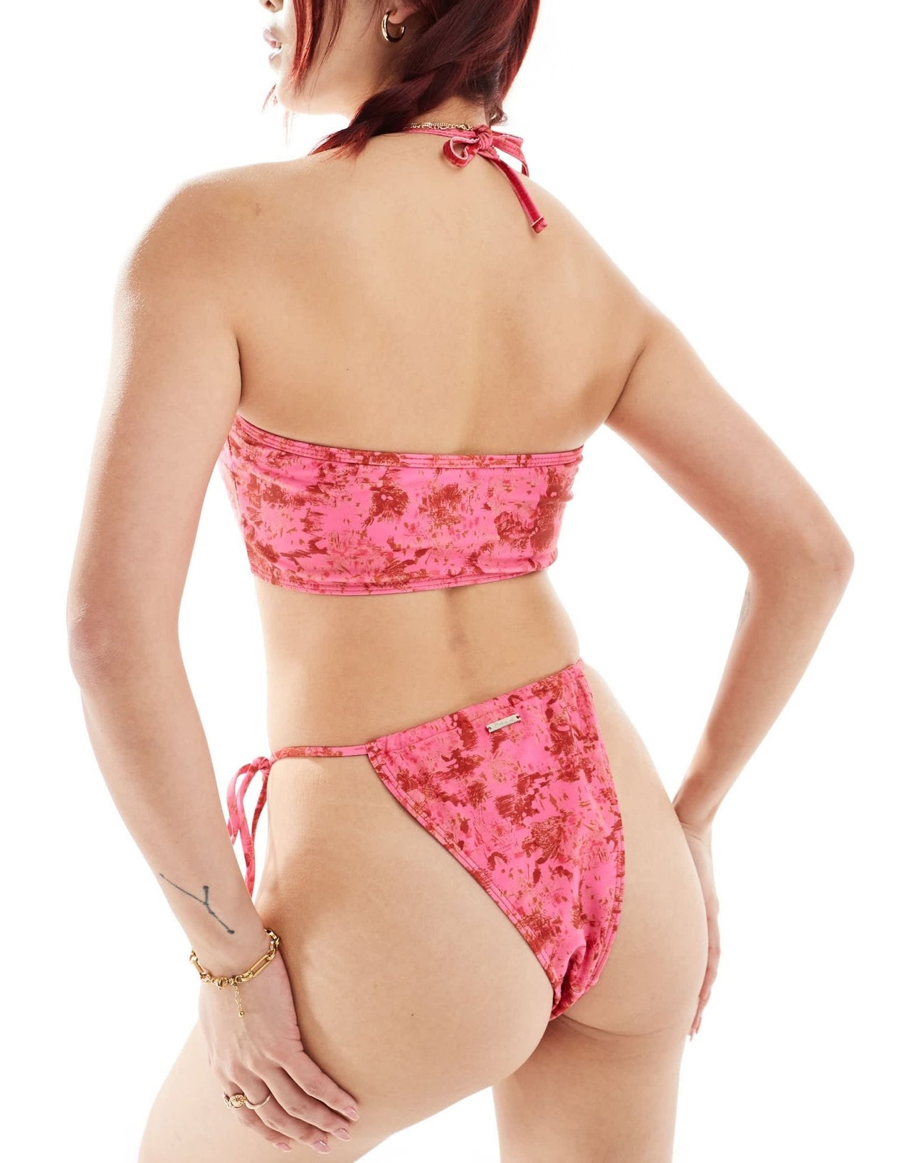 Reclaimed Vintage tie side bikini bottom in pink print - ASOS Sample Sale EU Store
