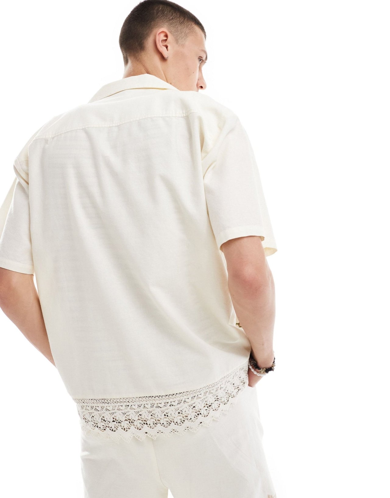 Reclaimed Vintage unisex limited edition embroidered shirt with lace detail - ASOS Sample Sale EU Store