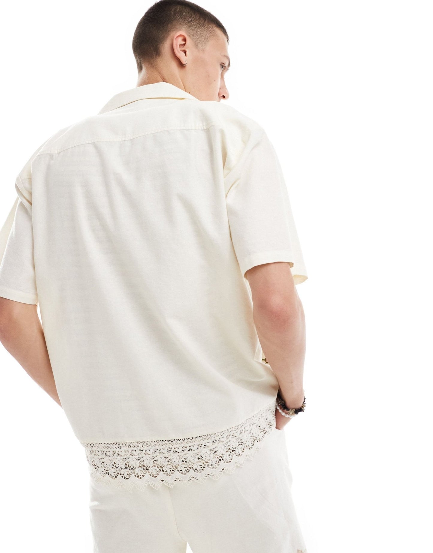 Reclaimed Vintage unisex limited edition embroidered shirt with lace detail - ASOS Sample Sale EU Store