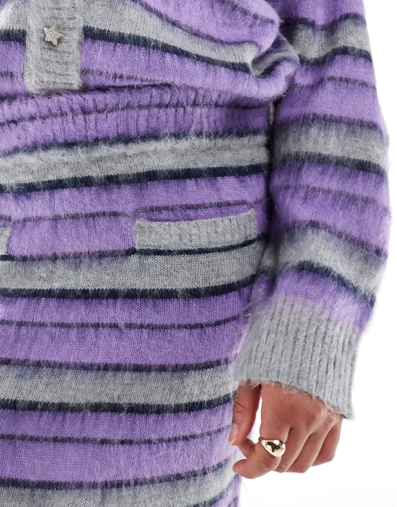 Renee Studio Plus exclusive pocket detail knitted mini skirt co - ord in brushed purple stripe - ASOS Sample Sale EU Store