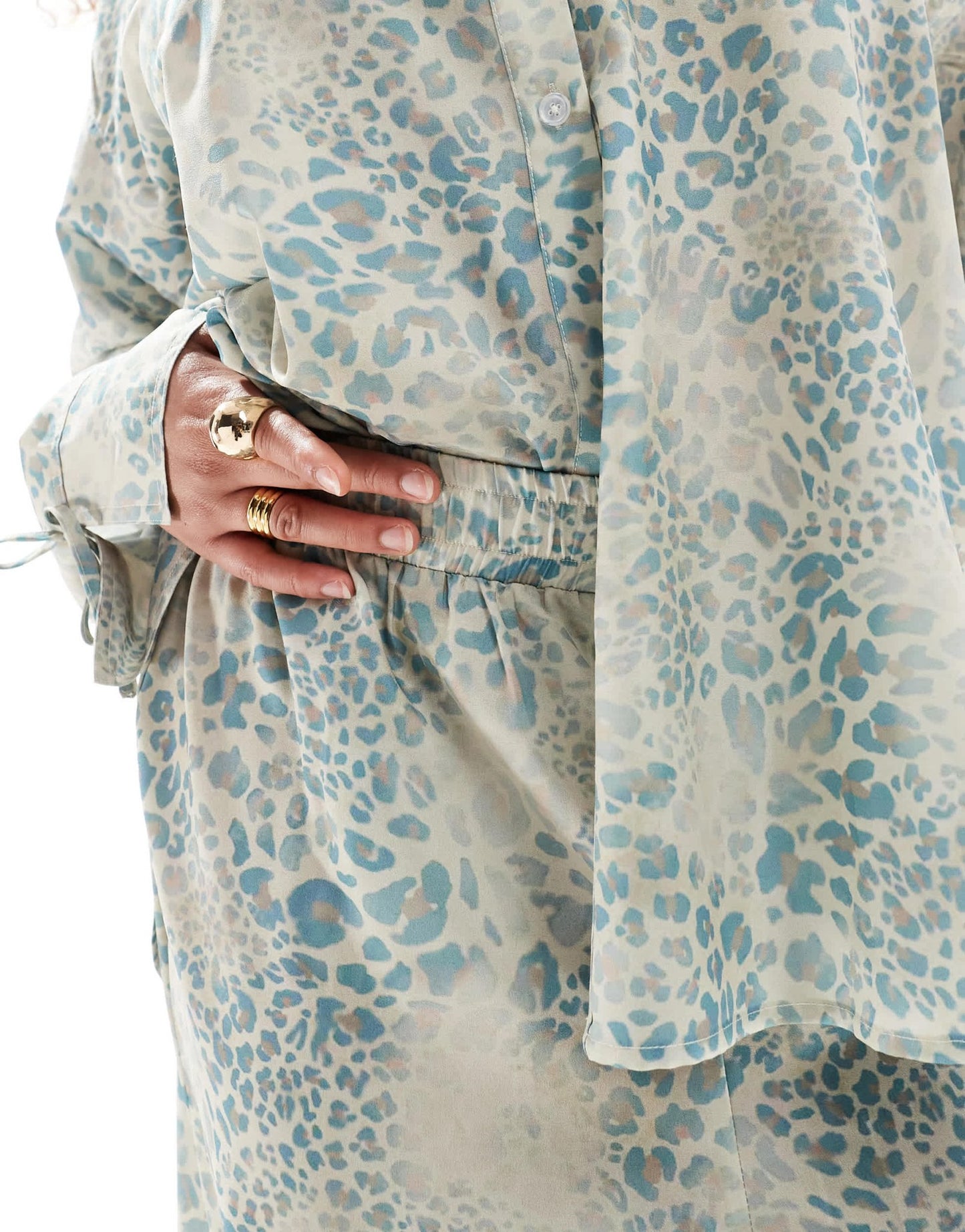 Renee Studio Plus exclusive satin drawstring waist wide leg trousers co - ord in animal print - ASOS Sample Sale EU Store