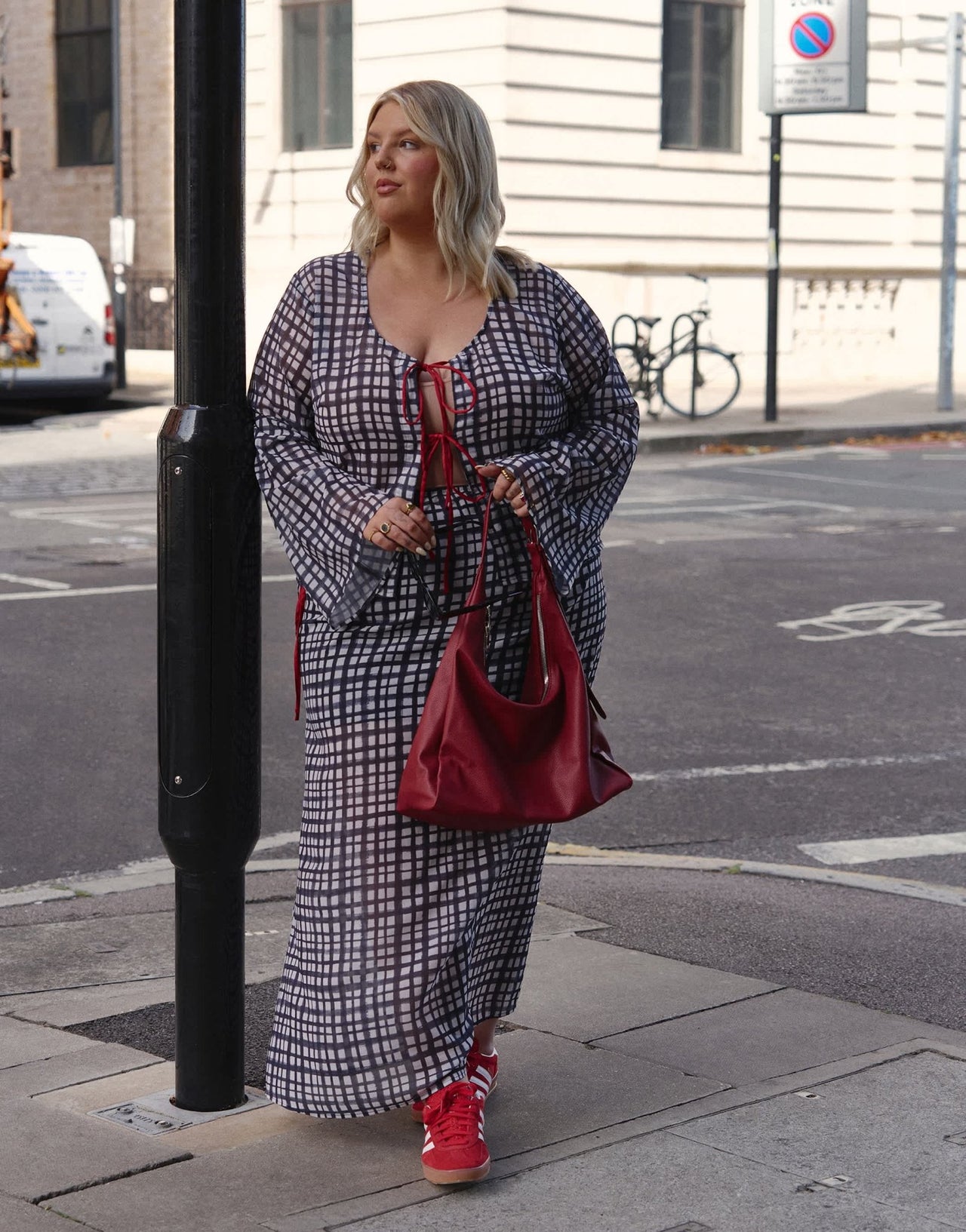 Renee Studio Plus x Holly Wynne exclusive maxi skirt co - ord in grey check - ASOS Sample Sale EU Store