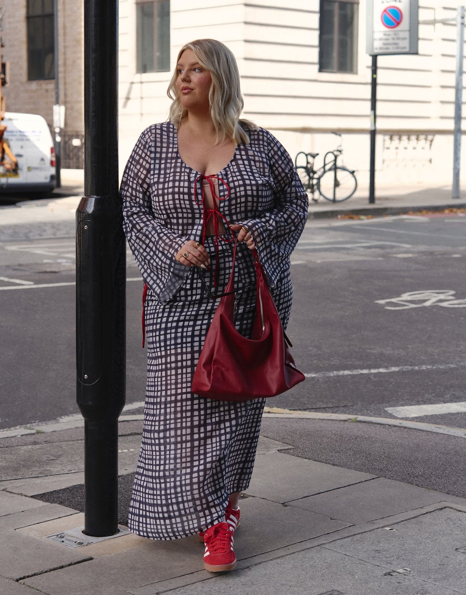 Renee Studio Plus x Holly Wynne exclusive maxi skirt co - ord in grey check - ASOS Sample Sale EU Store