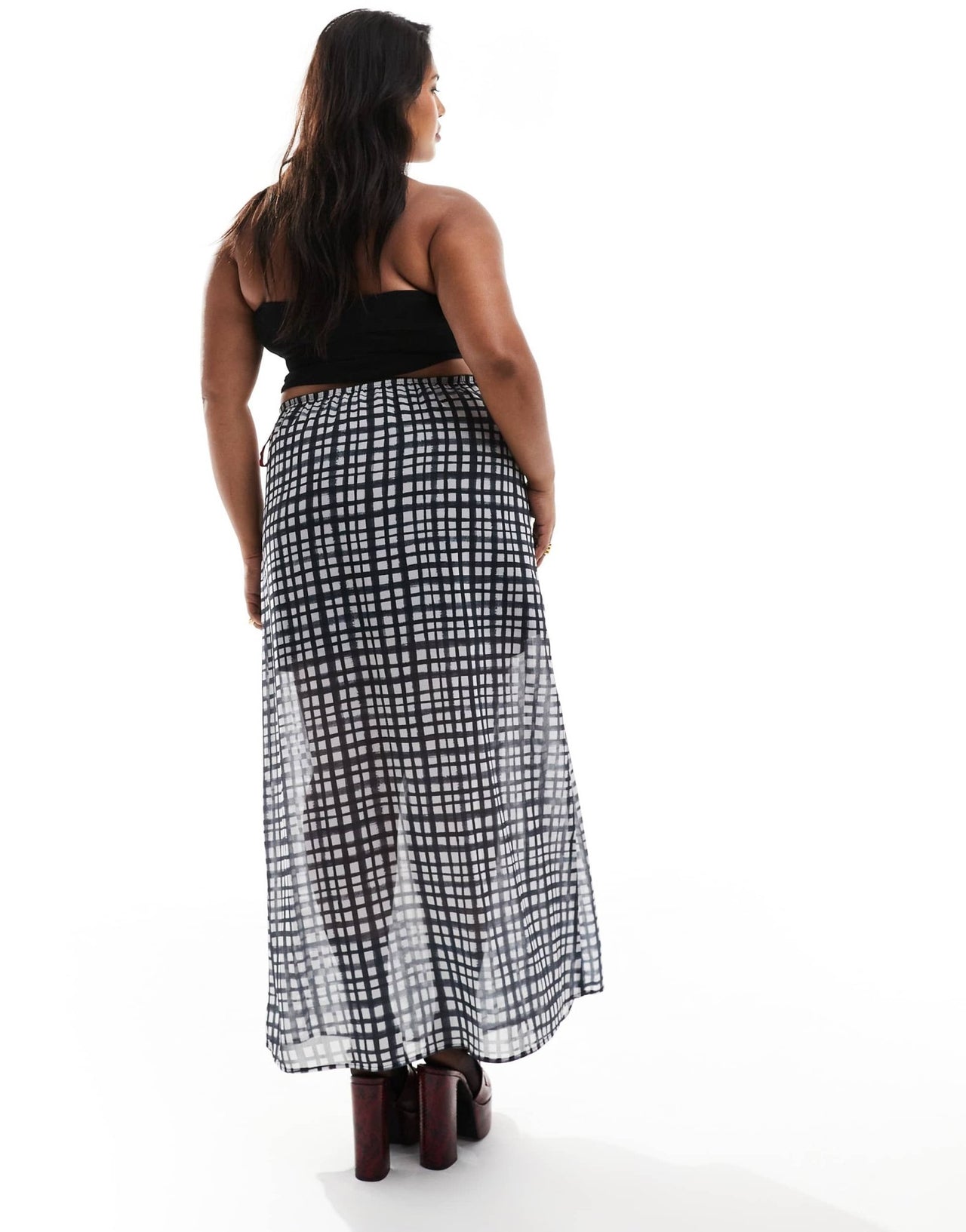Renee Studio Plus x Holly Wynne exclusive maxi skirt co - ord in grey check - ASOS Sample Sale EU Store