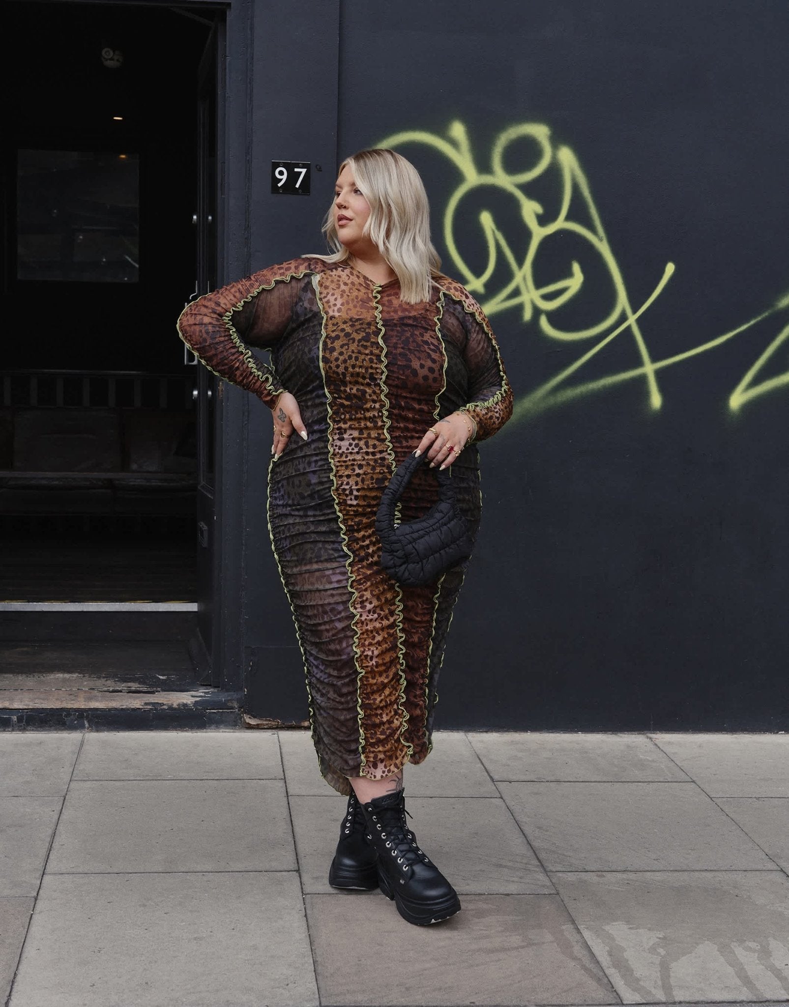Renee Studio Plus x Holly Wynne exclusive mesh high neck midi dress in leopard print - ASOS Sample Sale EU Store