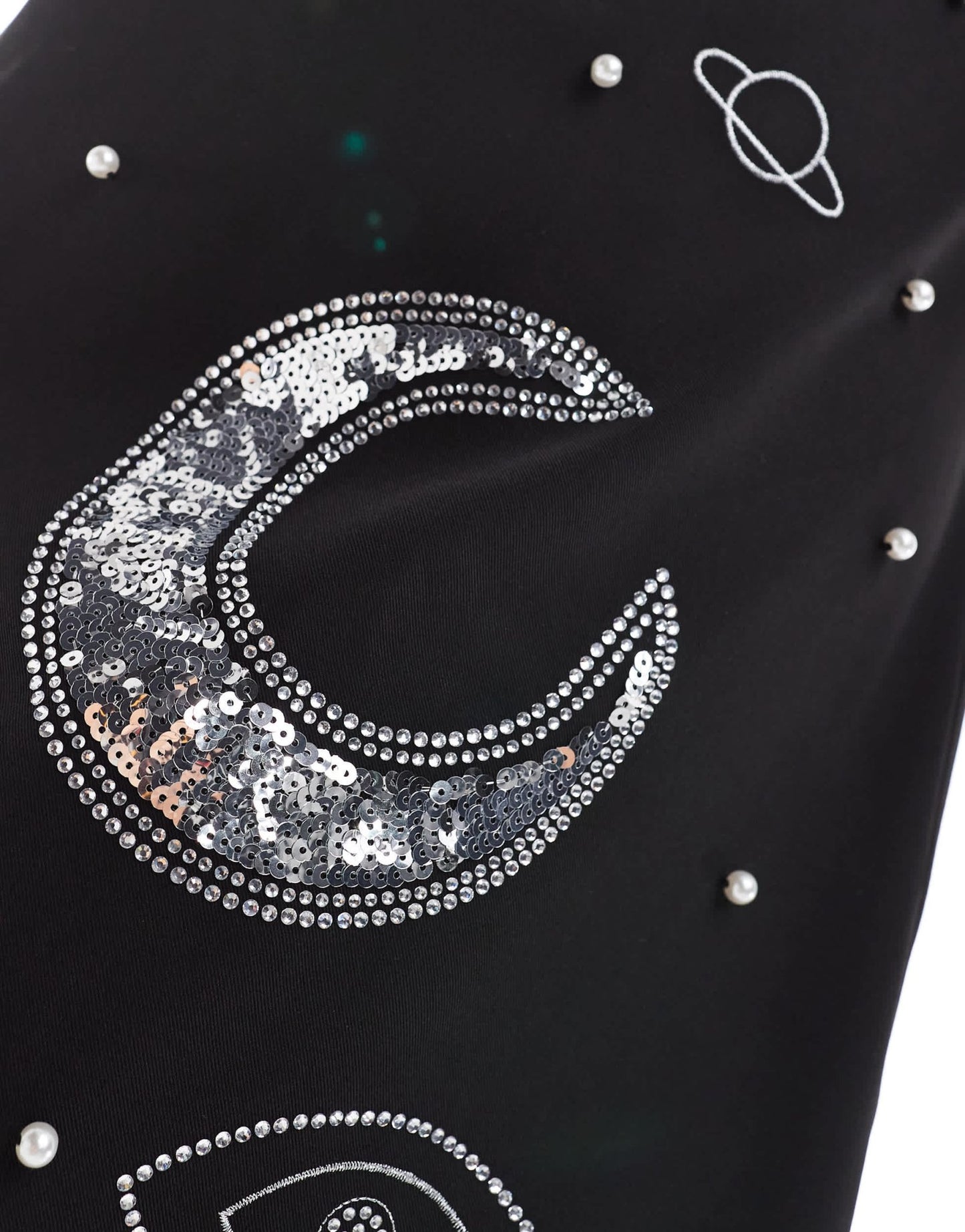 Renee Studio Plus x Michelle Nayla exclusive celestial sequin and pearl embellished side split mini dress in black - ASOS Sample Sale EU Store
