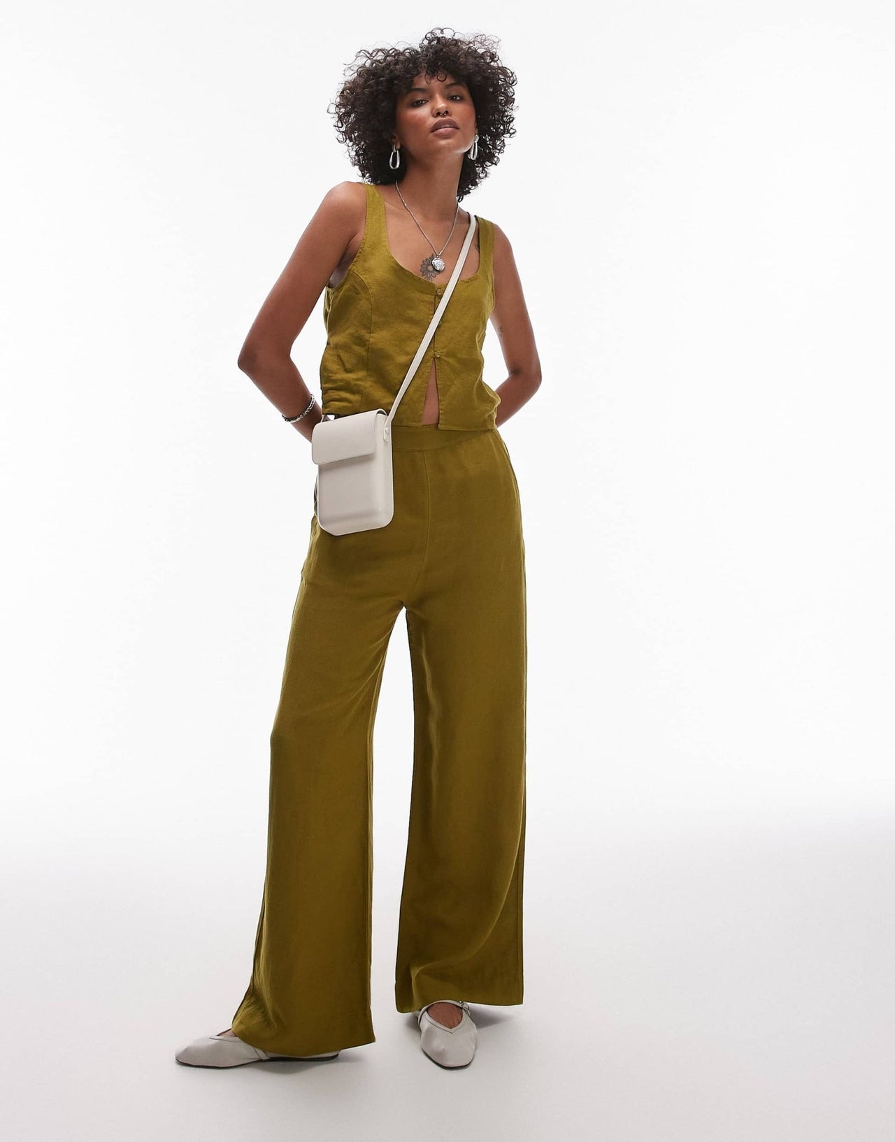 Rhythm maya wide leg trouser in olive green - ASOS Sample Sale EU Store