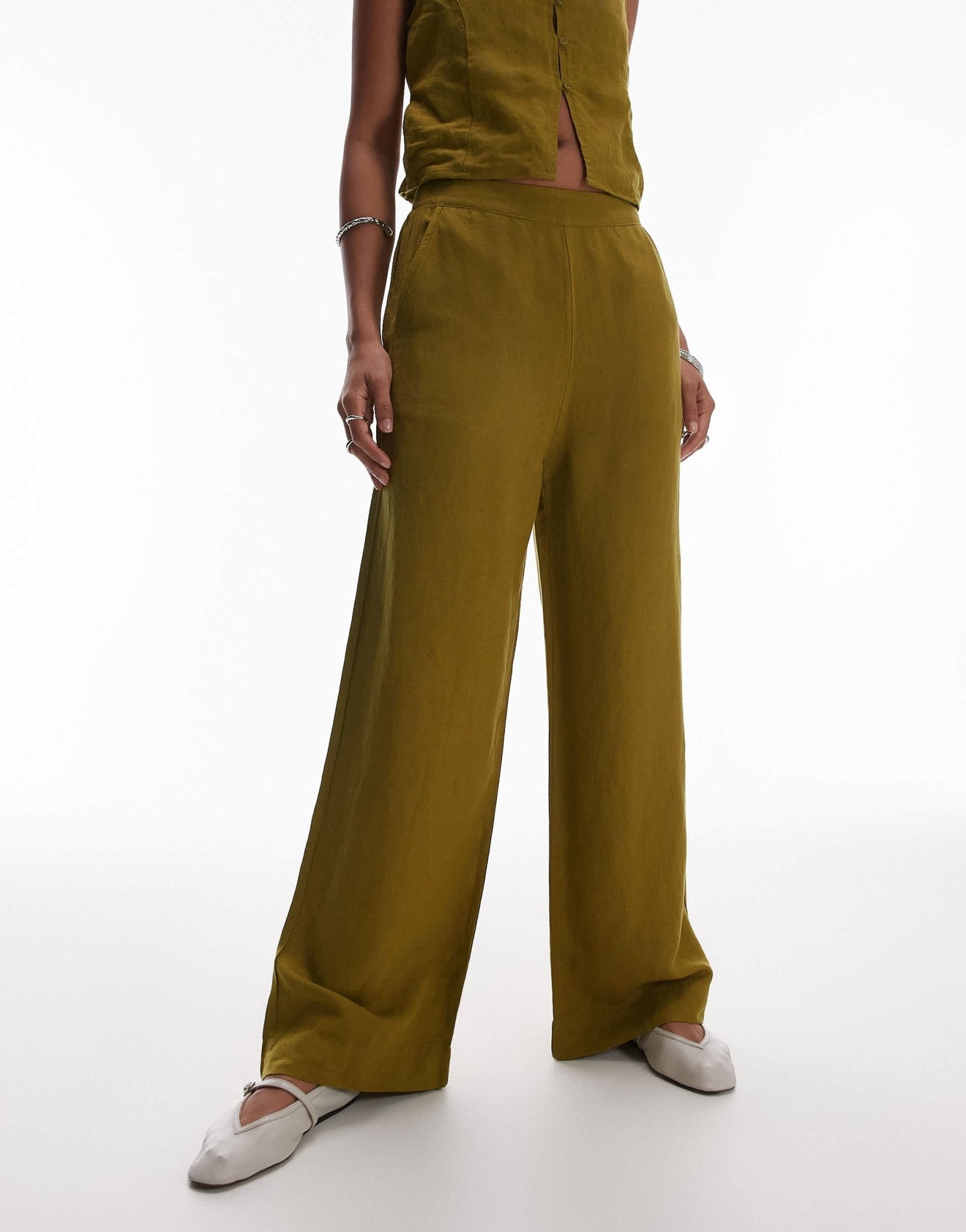 Rhythm maya wide leg trouser in olive green - ASOS Sample Sale EU Store