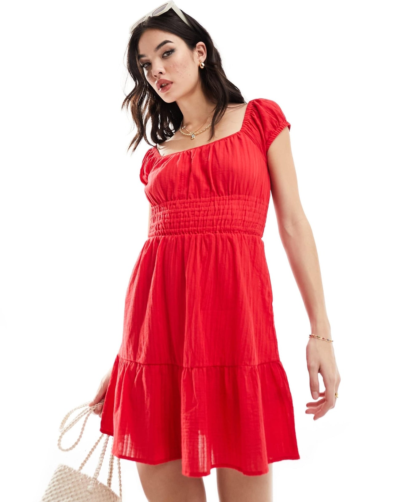 Rhythm raya cap sleeve beach mini dress in red - ASOS Sample Sale EU Store