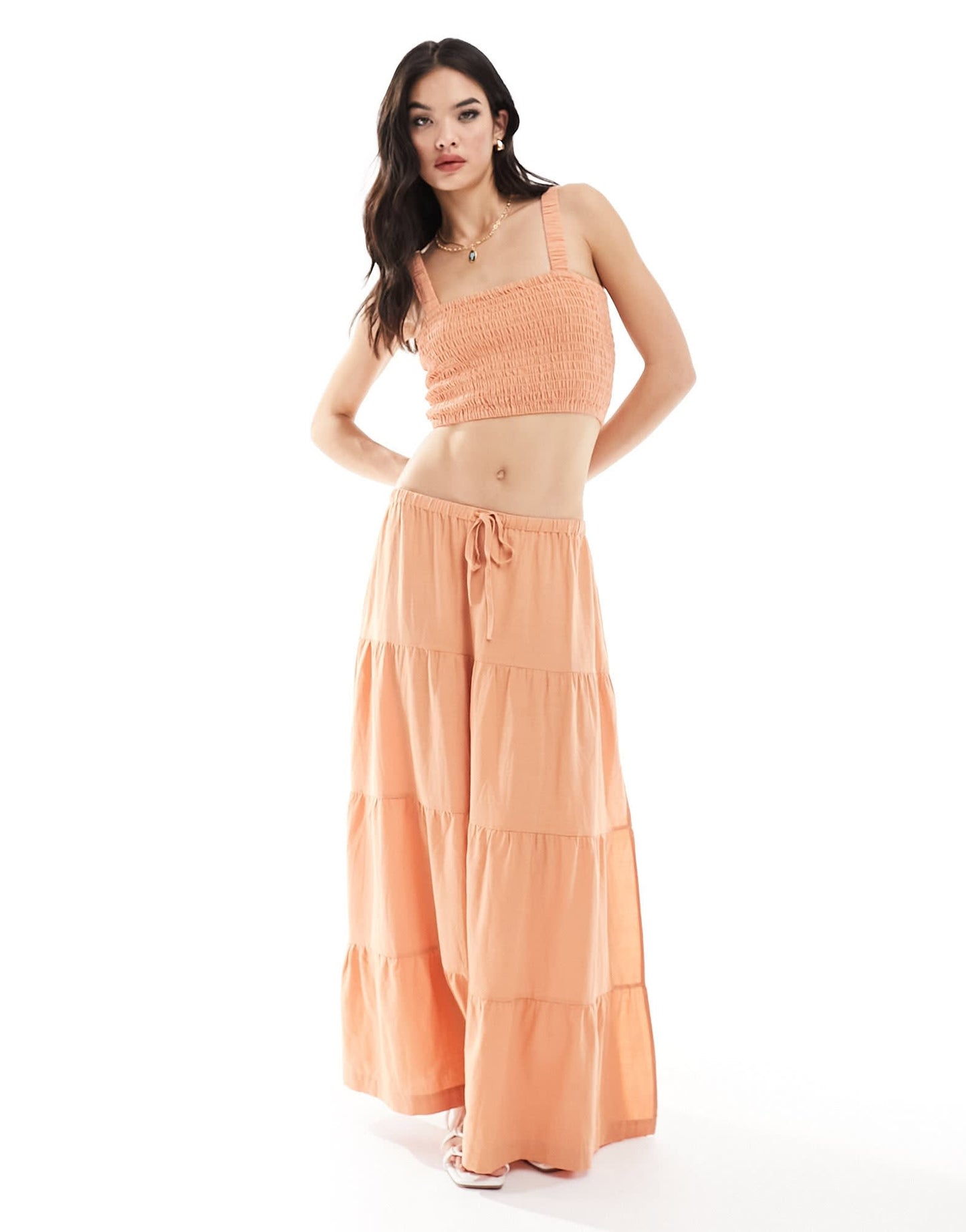 Rhythm sammy smocked beach co - ord top in peach - ASOS Sample Sale EU Store
