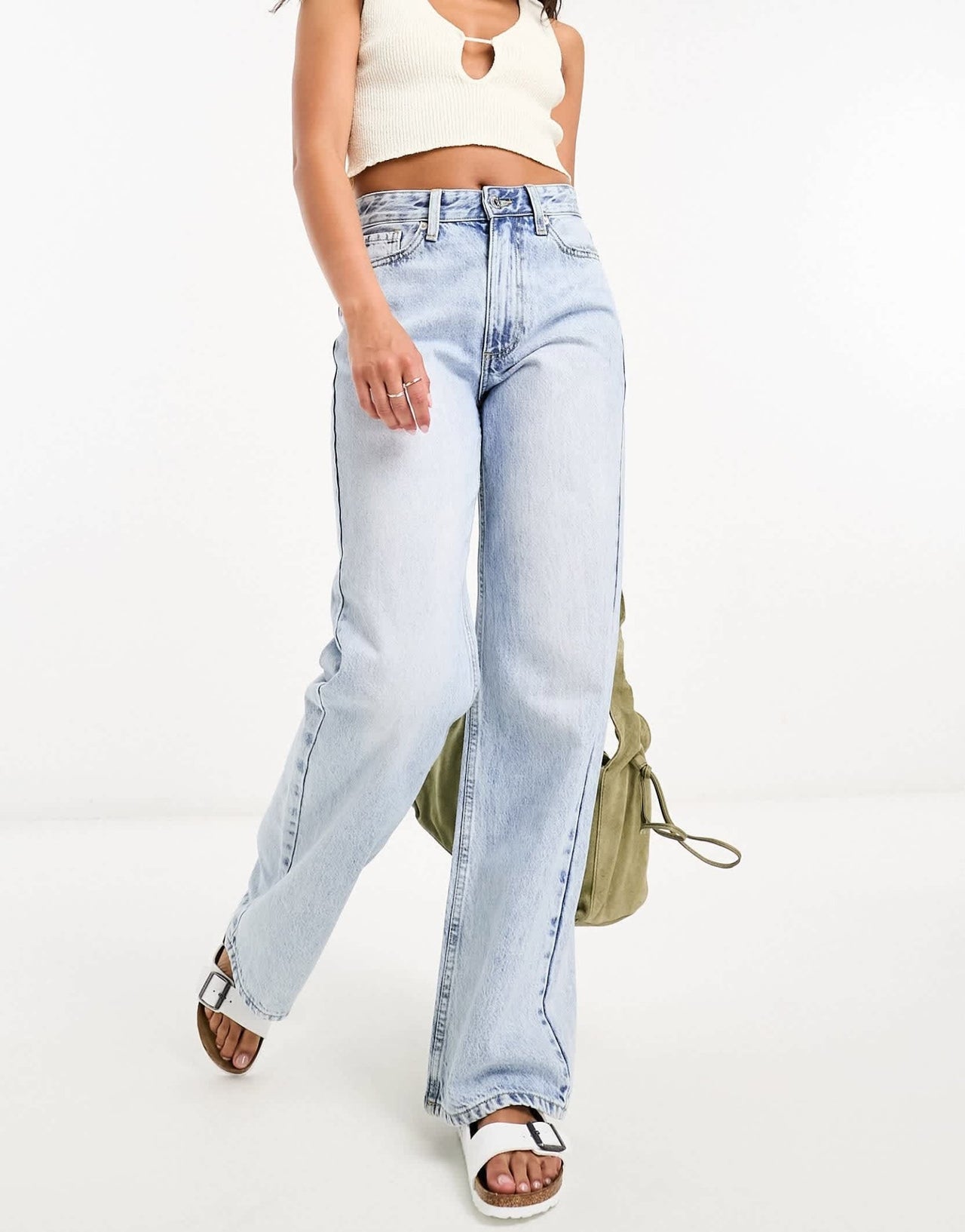 River Island 90s straight mid rise jean in light blue - ASOS Sample Sale EU Store