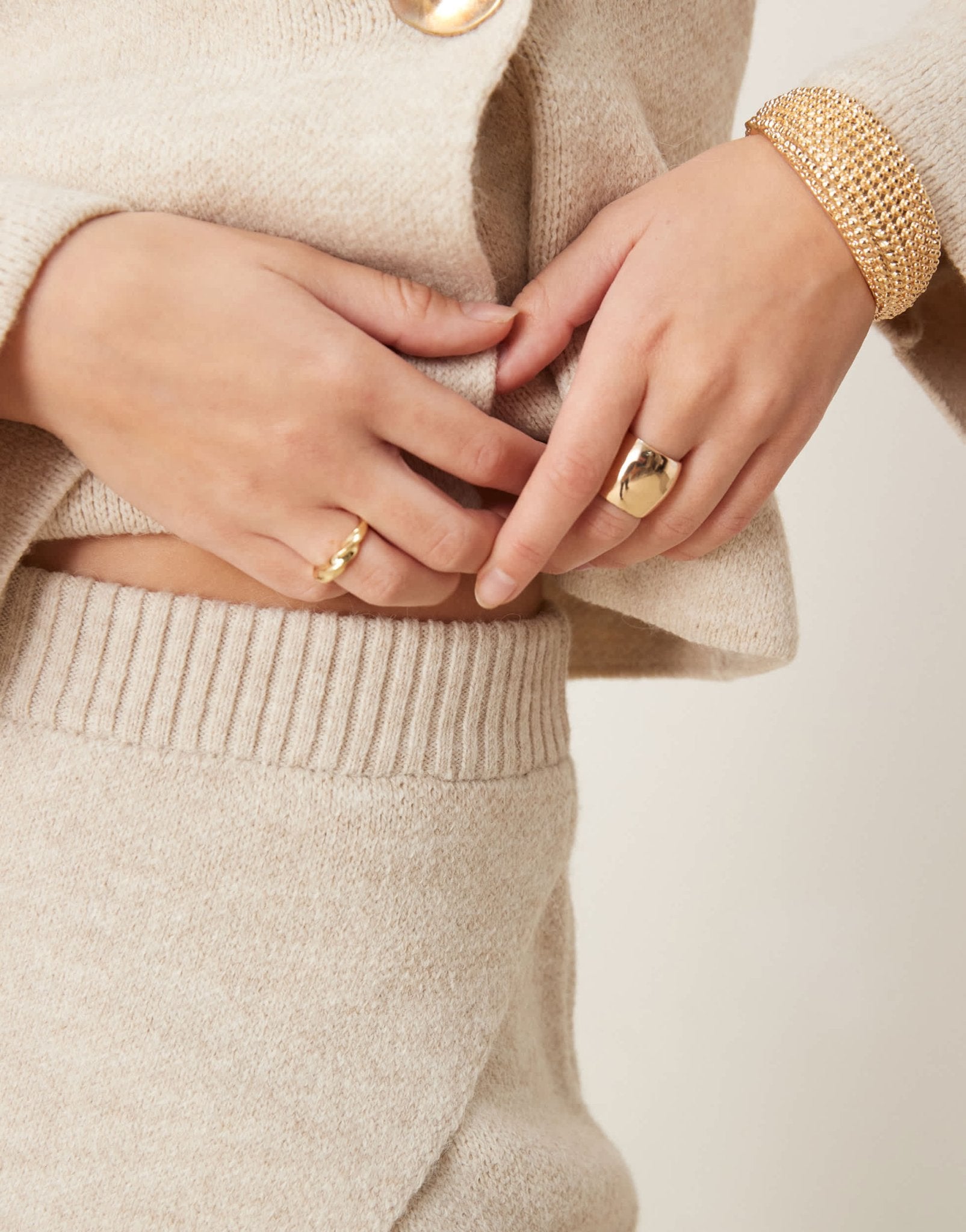 River Island asymmetric knitted mini skirt co - ord in beige - ASOS Sample Sale EU Store