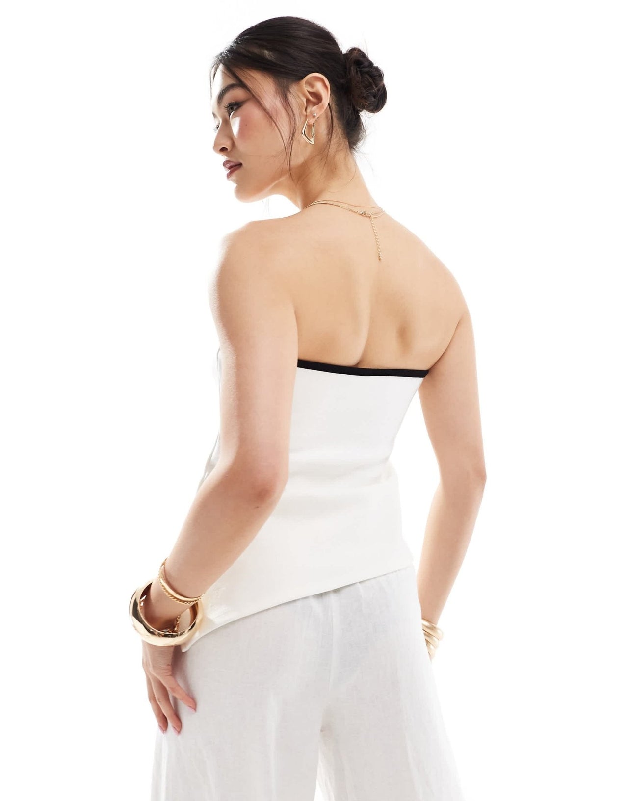River Island bandeau top with contrast tipping in white - ASOS Sample Sale EU Store