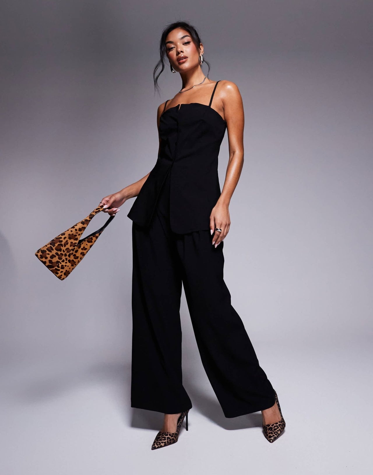 River Island button down cami top in black - ASOS Sample Sale EU Store