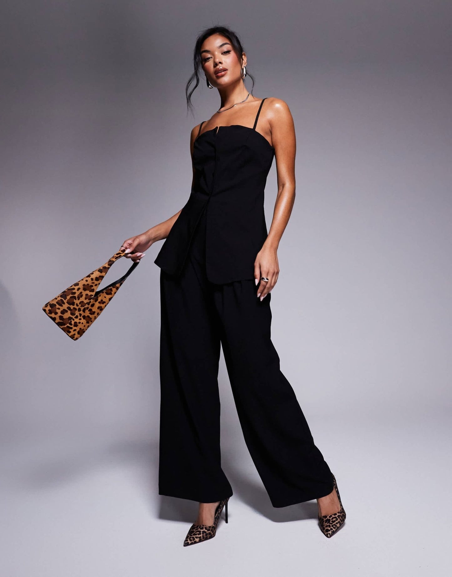 River Island button down cami top in black - ASOS Sample Sale EU Store