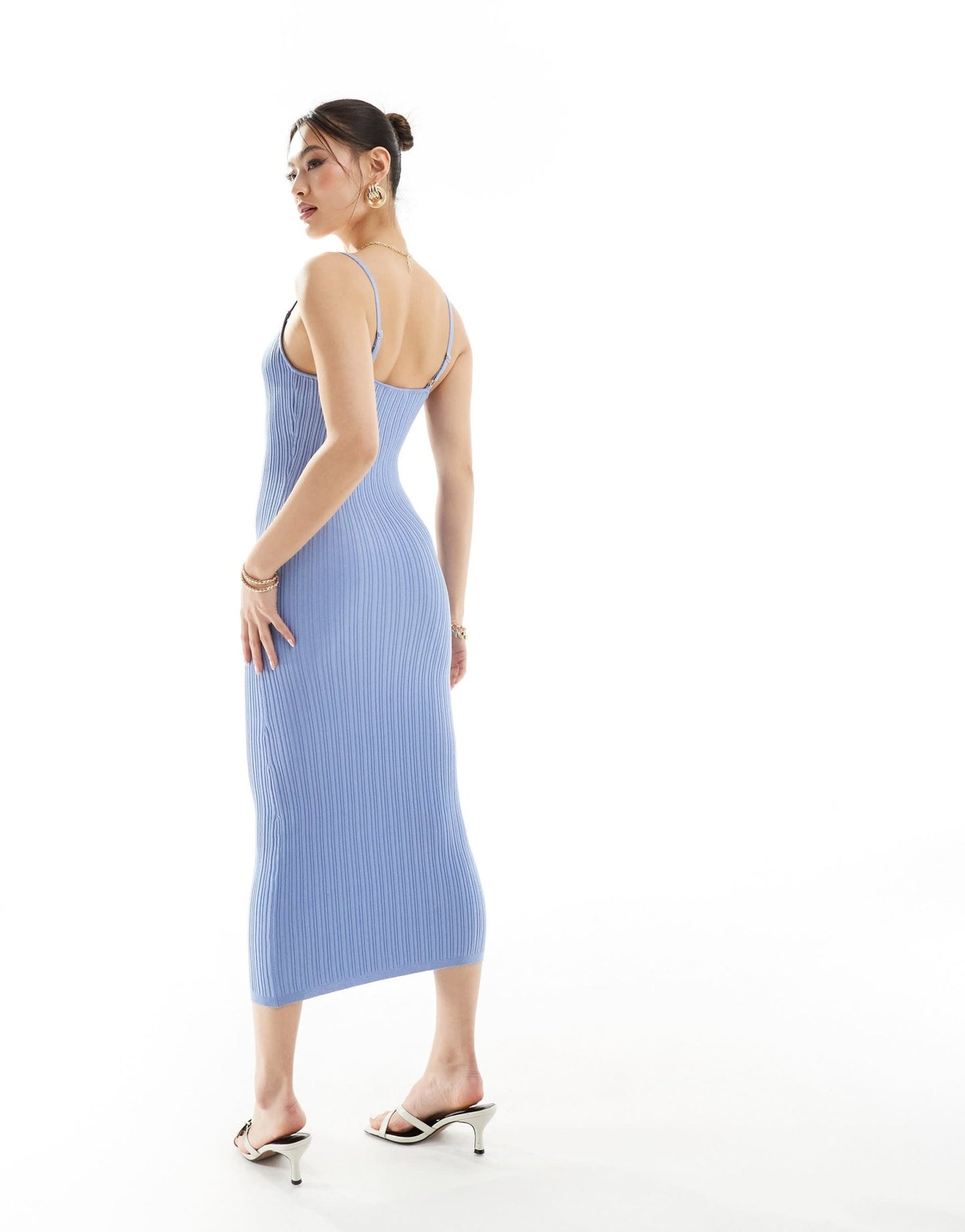 River Island button front knitted midi dress in blue - ASOS Sample Sale EU Store