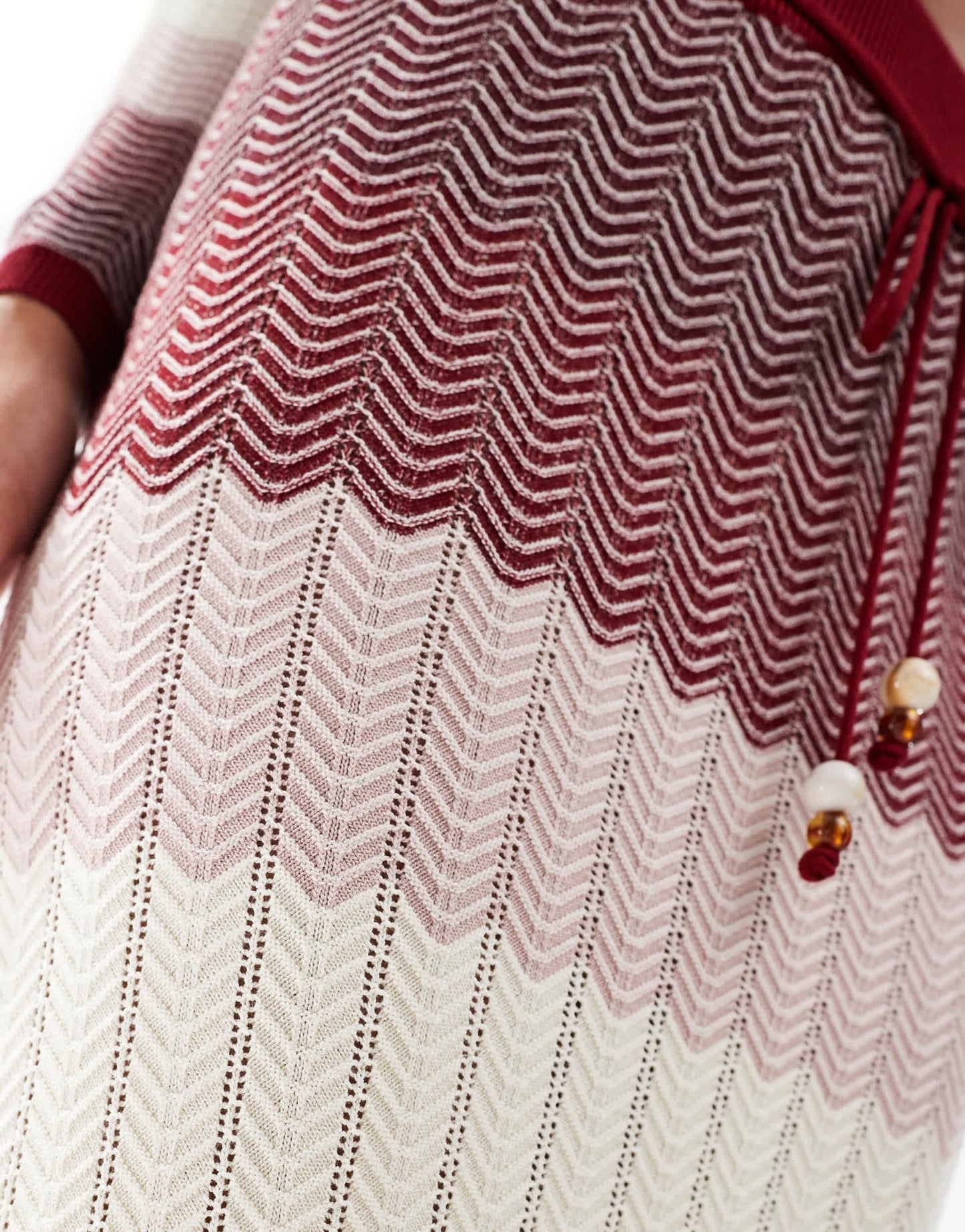River Island chevron knit skirt co - ord in dark red - ASOS Sample Sale EU Store