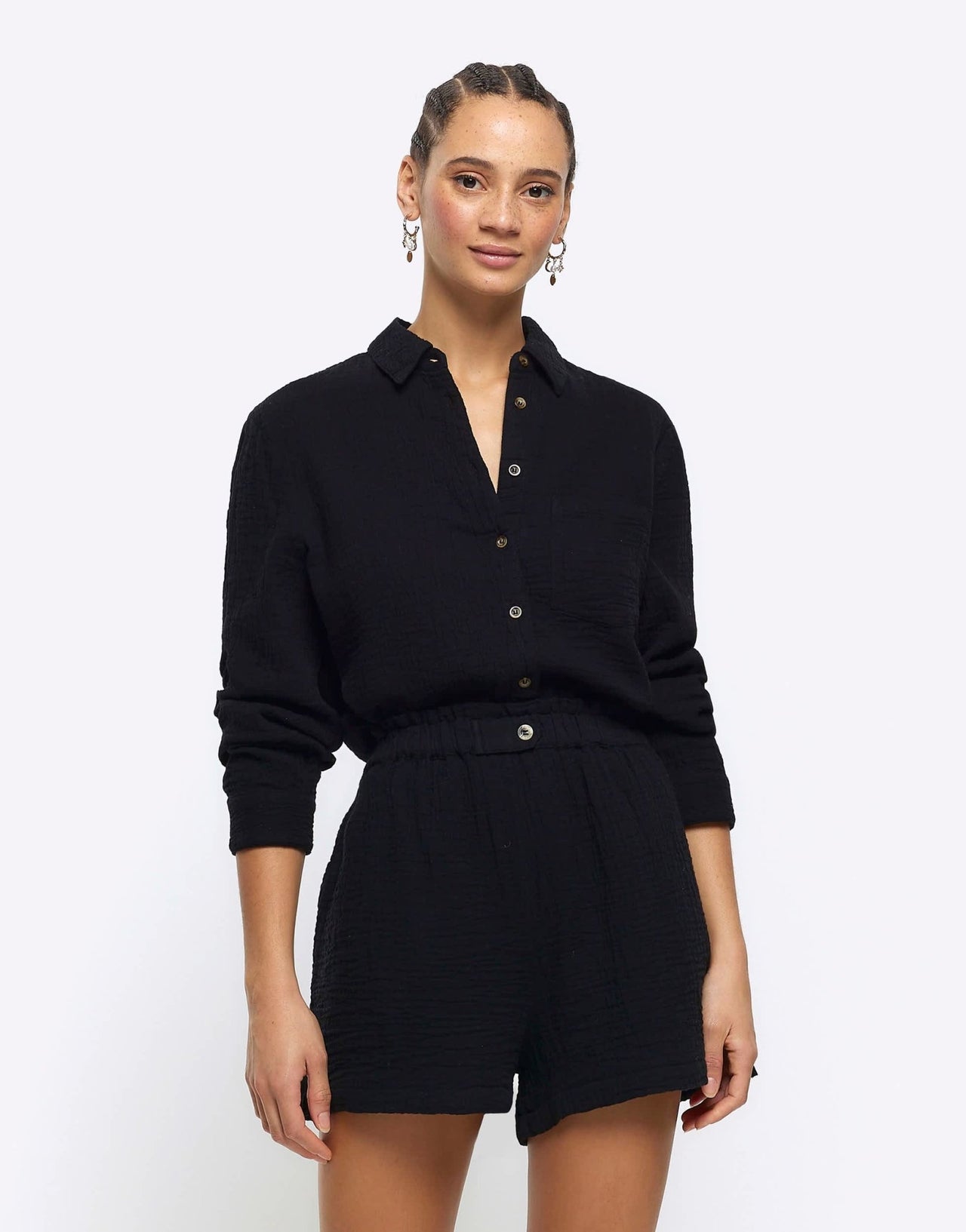 River Island co - ord linen short in black - ASOS Sample Sale EU Store