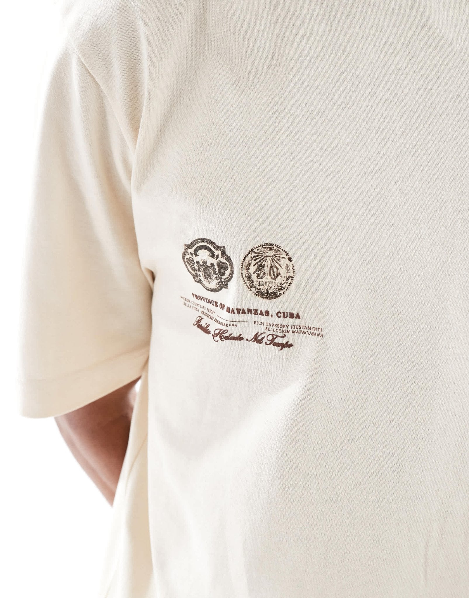 River Island Cordoba back print t-shirt in ecru - ASOS Sample Sale EU Store