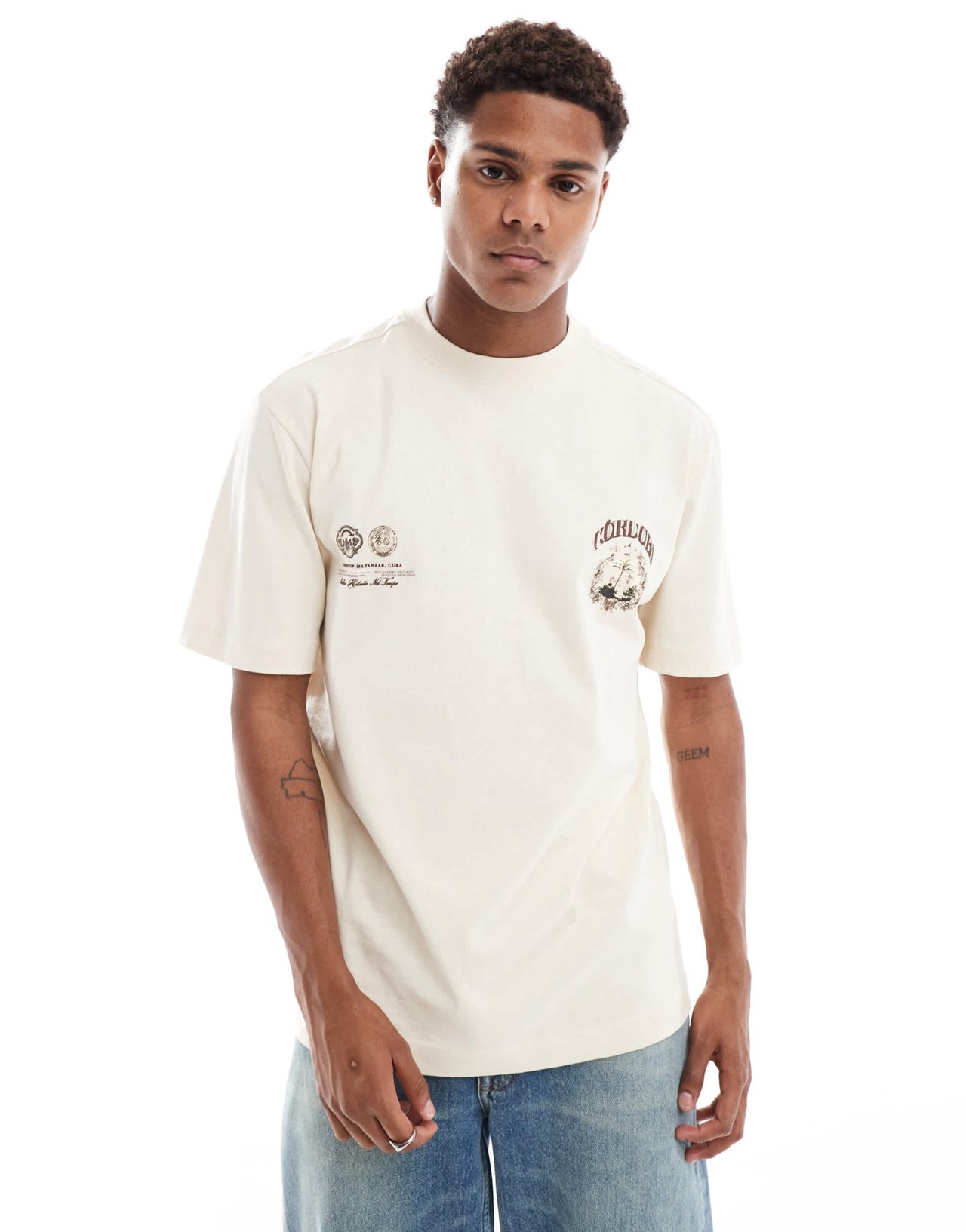 River Island Cordoba back print t-shirt in ecru - ASOS Sample Sale EU Store