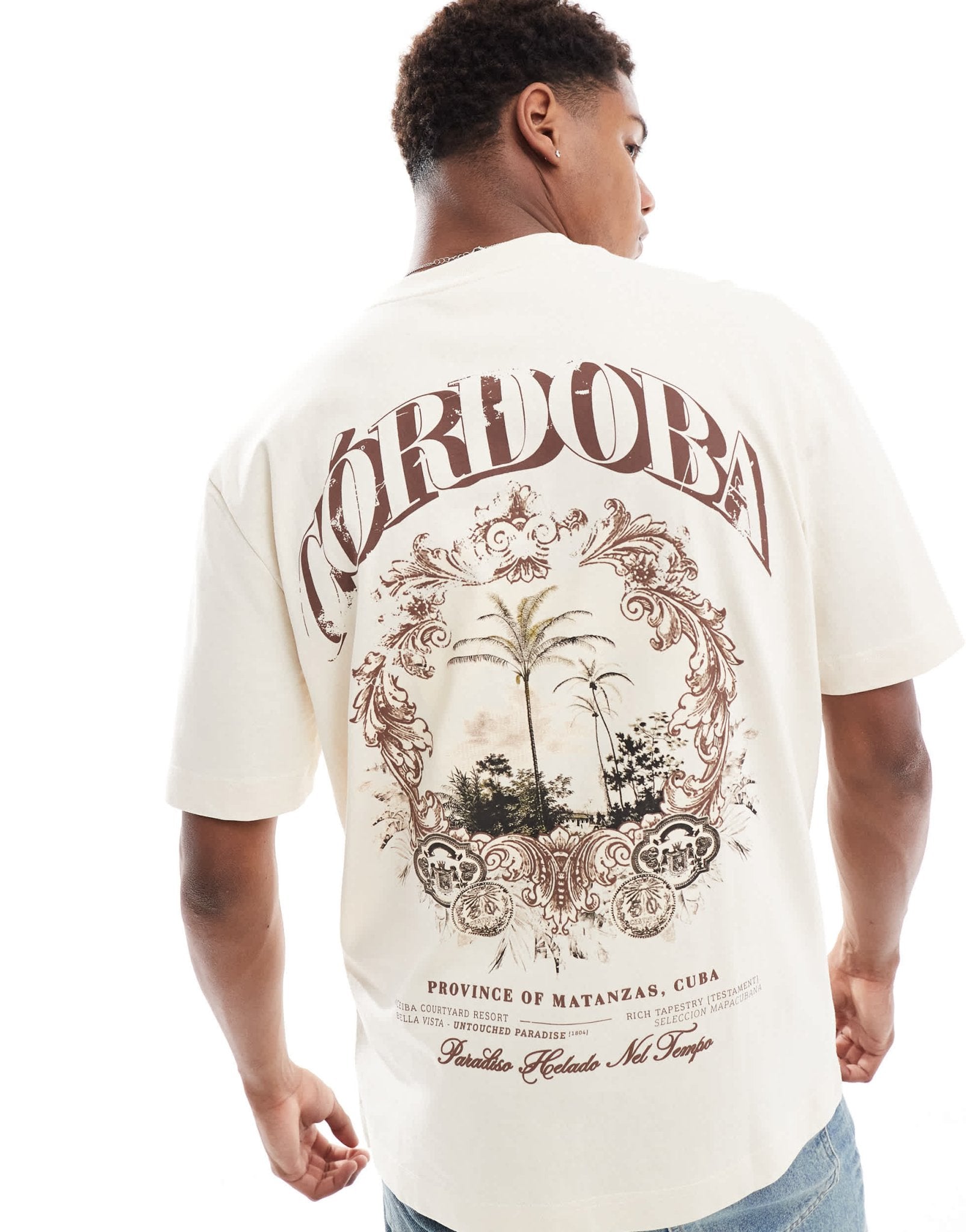 River Island Cordoba back print t-shirt in ecru - ASOS Sample Sale EU Store