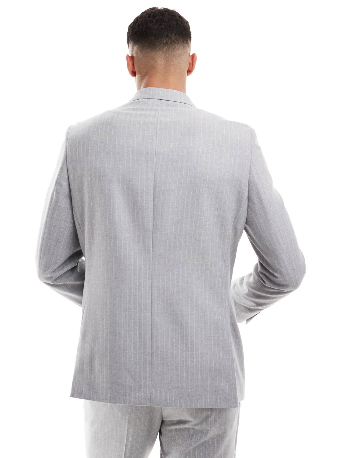 River Island crepe stripe suit jacket in grey - ASOS Sample Sale EU Store