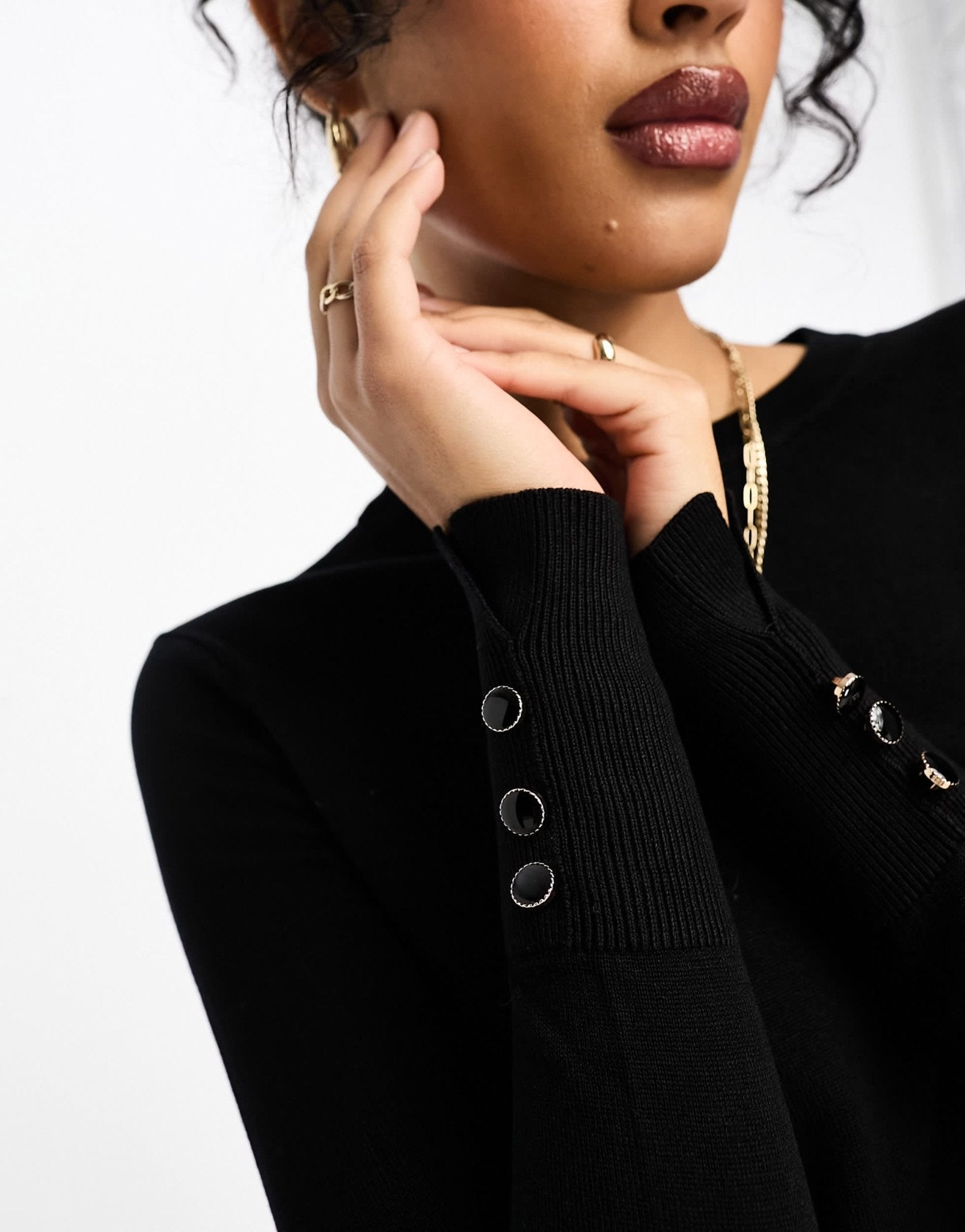 River Island crew neck fine knit top in black - ASOS Sample Sale EU Store