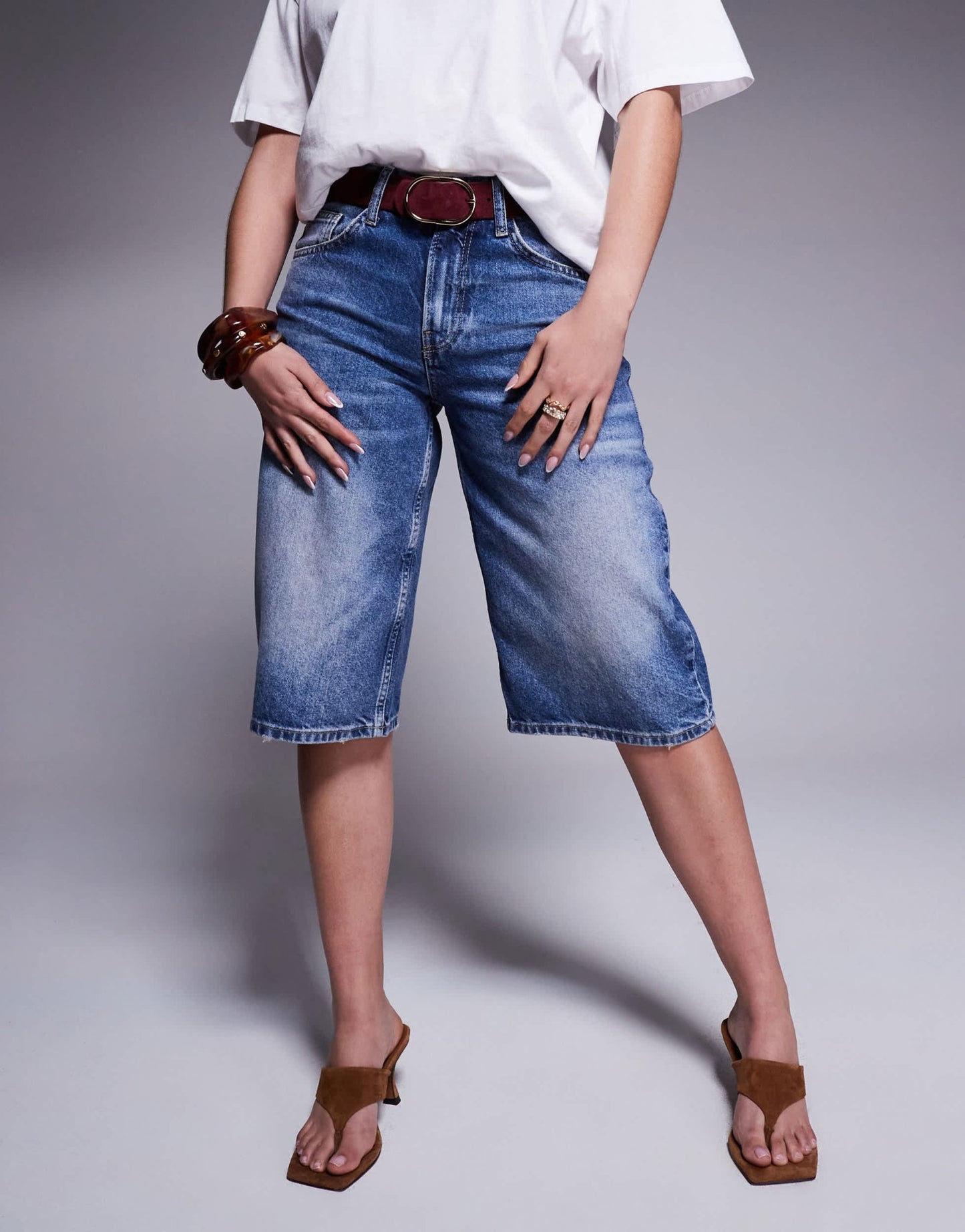 River Island denim jort in midwash blue - ASOS Sample Sale EU Store