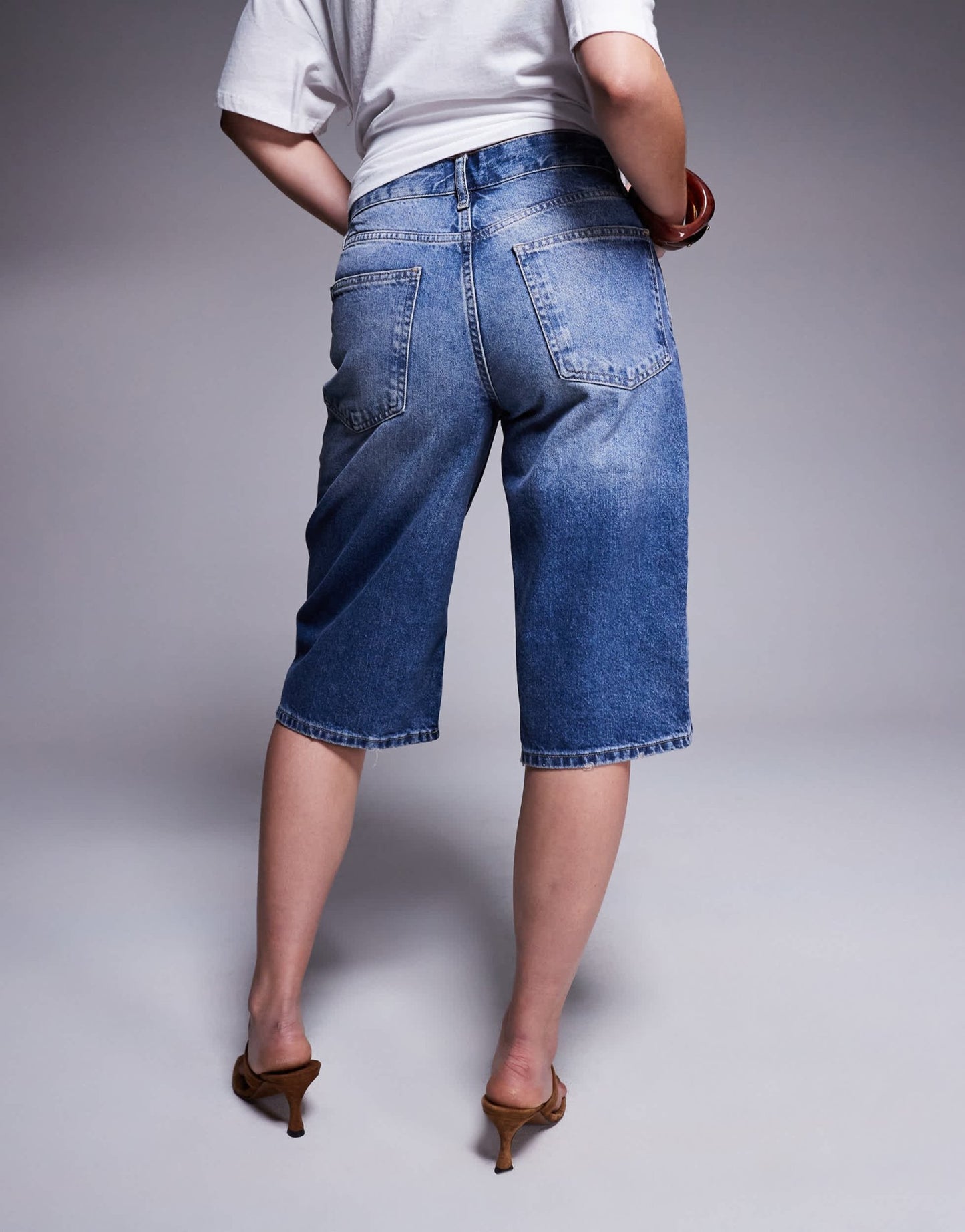 River Island denim jort in midwash blue - ASOS Sample Sale EU Store