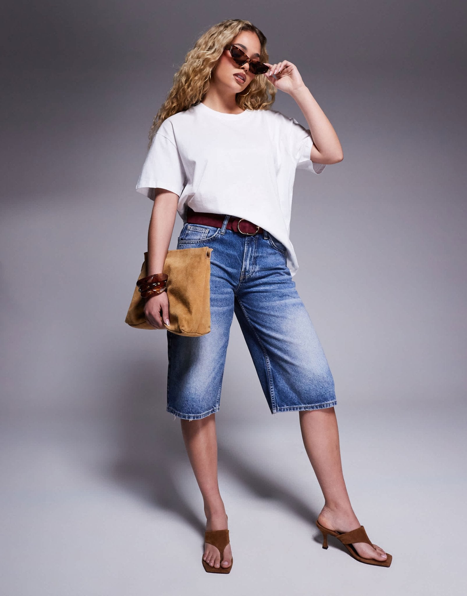 River Island denim jort in midwash blue - ASOS Sample Sale EU Store