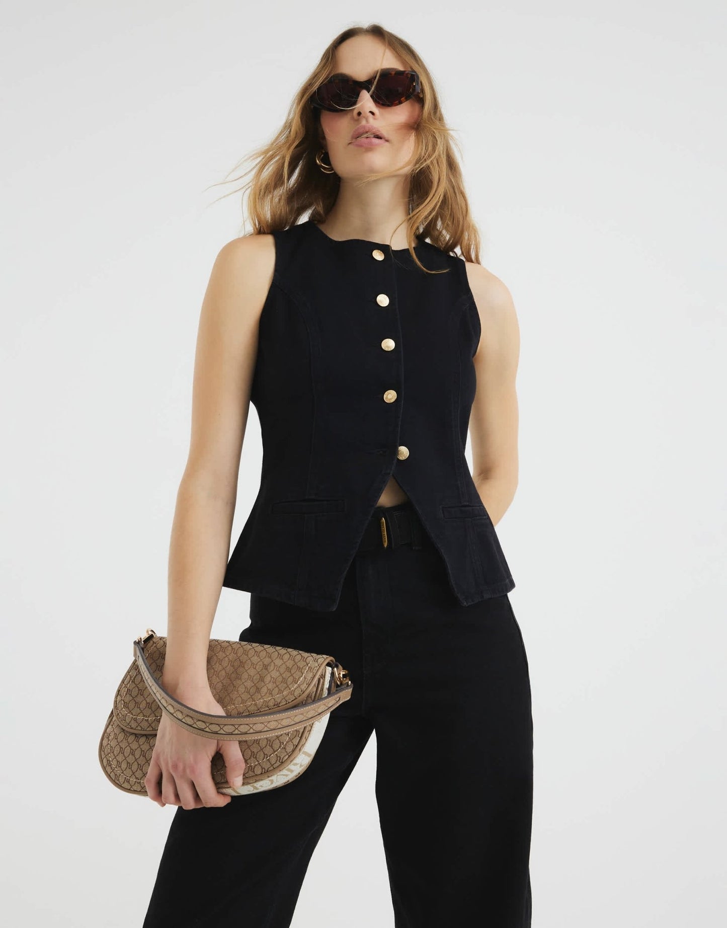 River Island denim waistcoat in black - ASOS Sample Sale EU Store