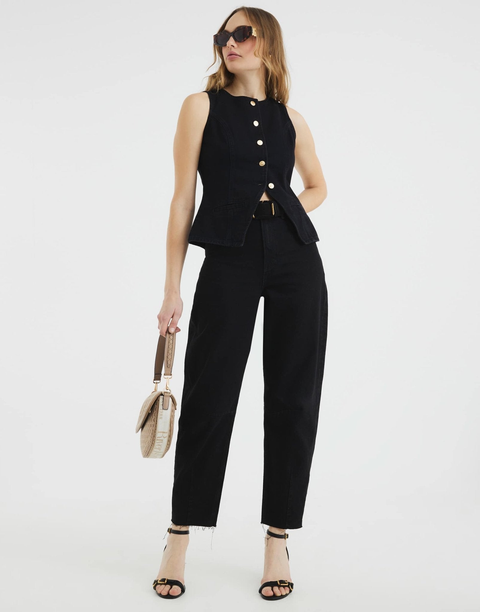 River Island denim waistcoat in black - ASOS Sample Sale EU Store