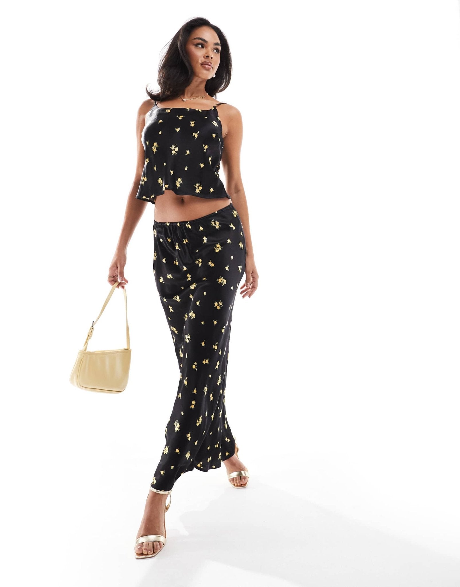 River Island ditsy floral cami top co - ord in black - ASOS Sample Sale EU Store