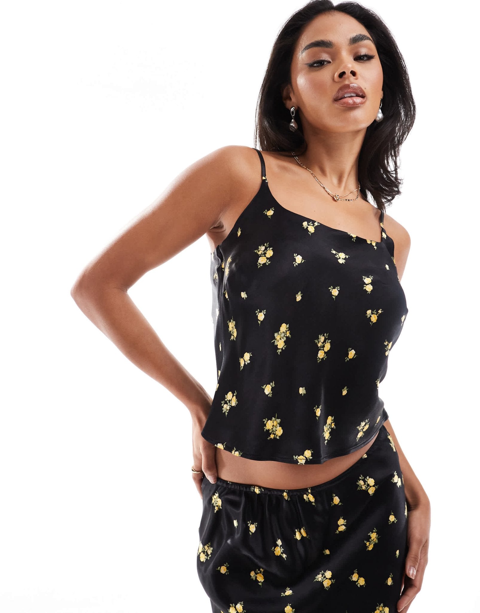 River Island ditsy floral cami top co - ord in black - ASOS Sample Sale EU Store