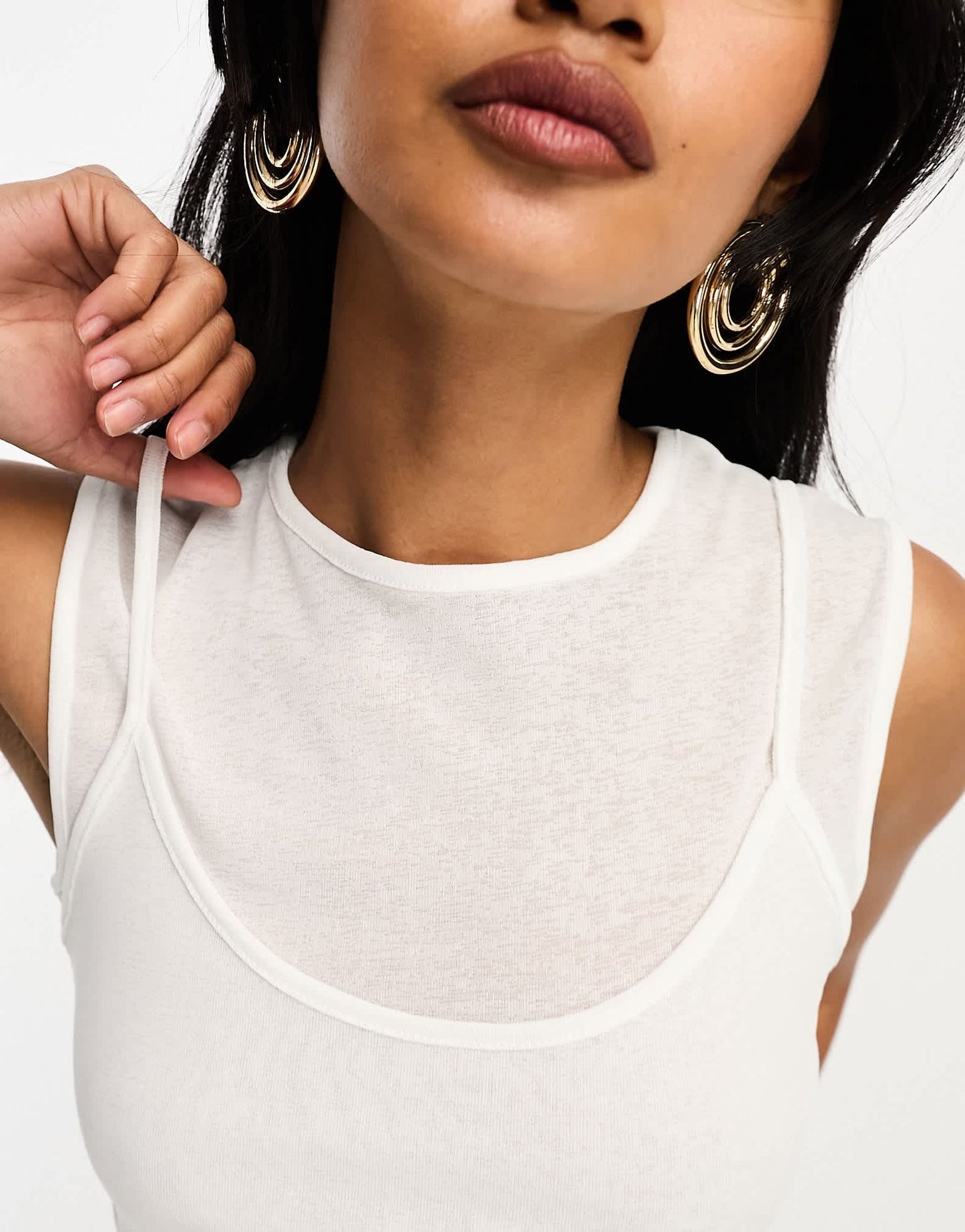 River Island double layer mesh cami top in white - ASOS Sample Sale EU Store