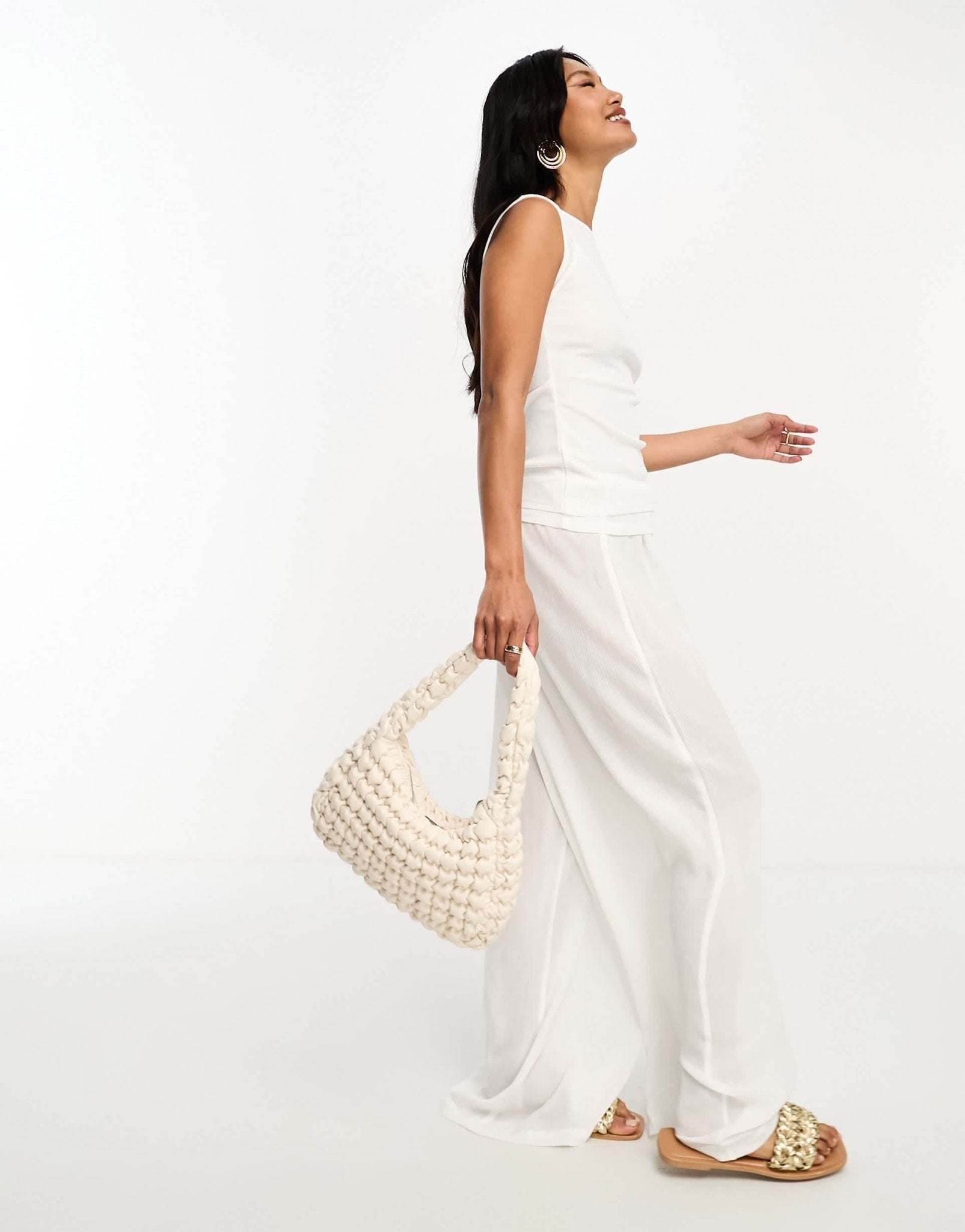 River Island double layer mesh cami top in white - ASOS Sample Sale EU Store