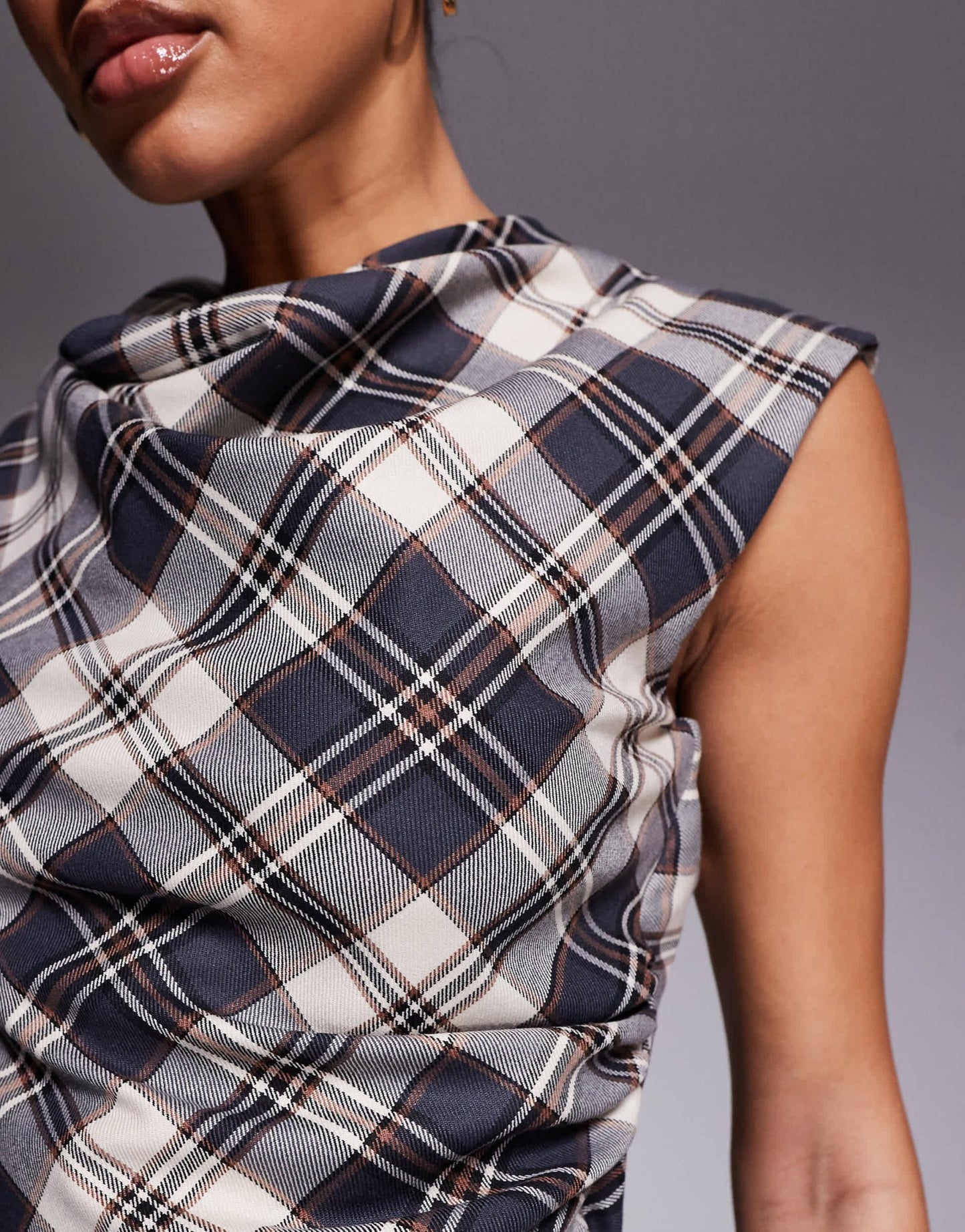River Island drape tailored top in brown - ASOS Sample Sale EU Store