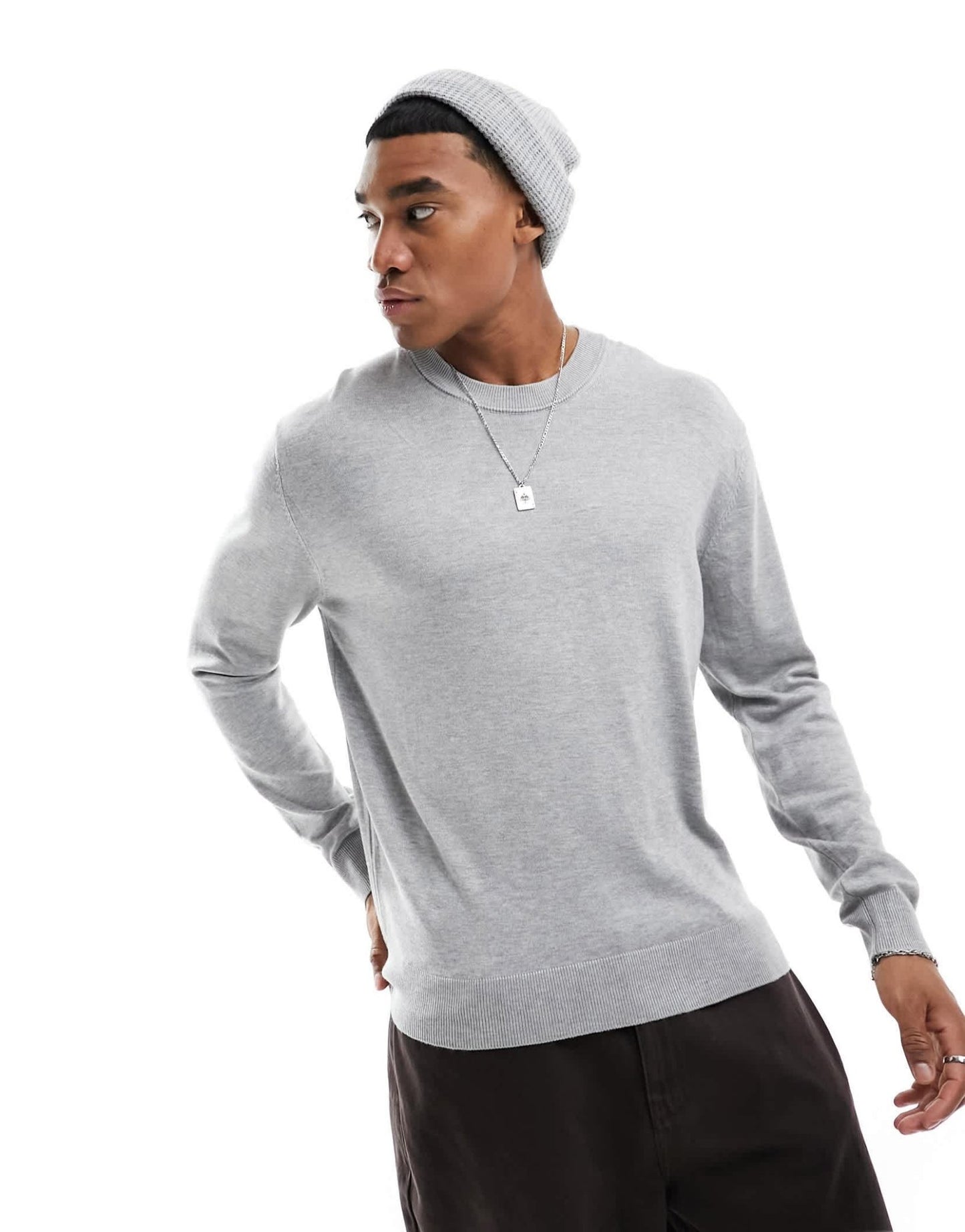 River Island essential crew neck sweatshirt in grey marl - ASOS Sample Sale EU Store