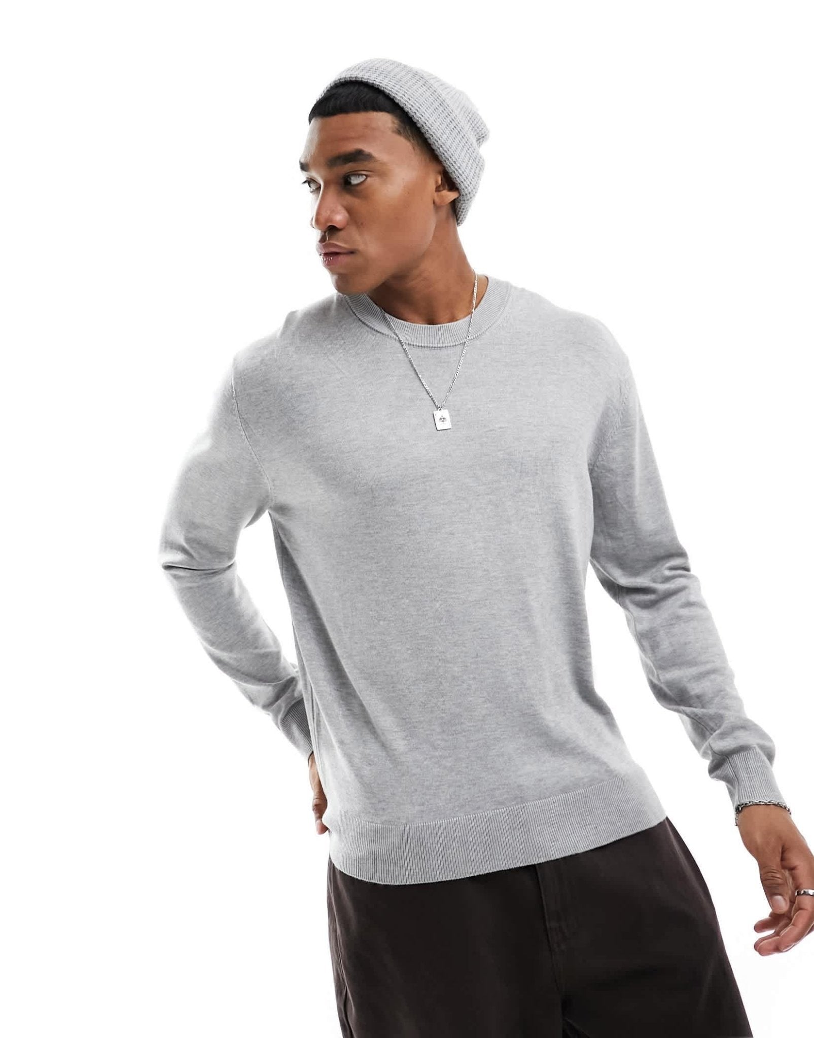 River Island essential crew neck sweatshirt in grey marl - ASOS Sample Sale EU Store