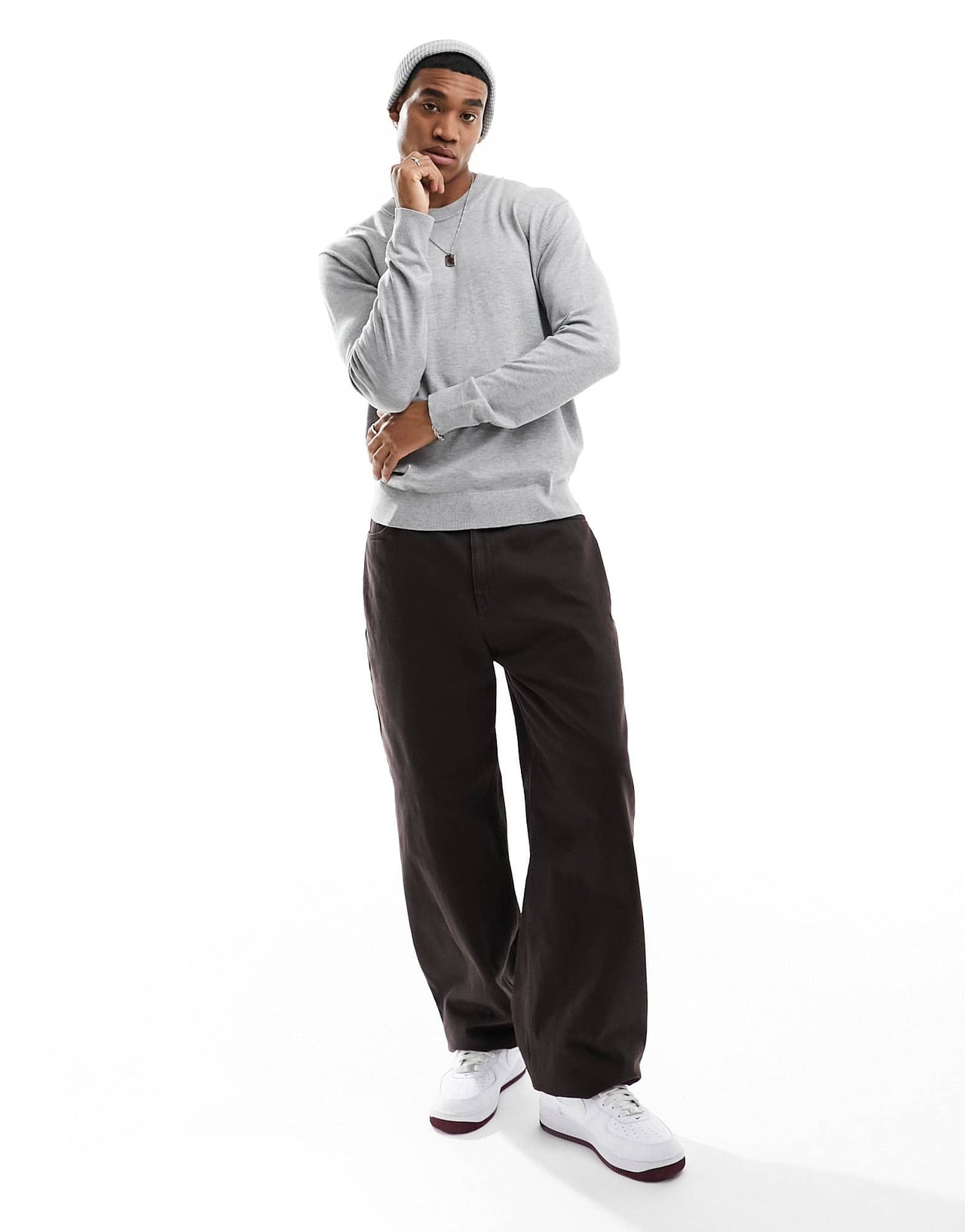 River Island essential crew neck sweatshirt in grey marl - ASOS Sample Sale EU Store