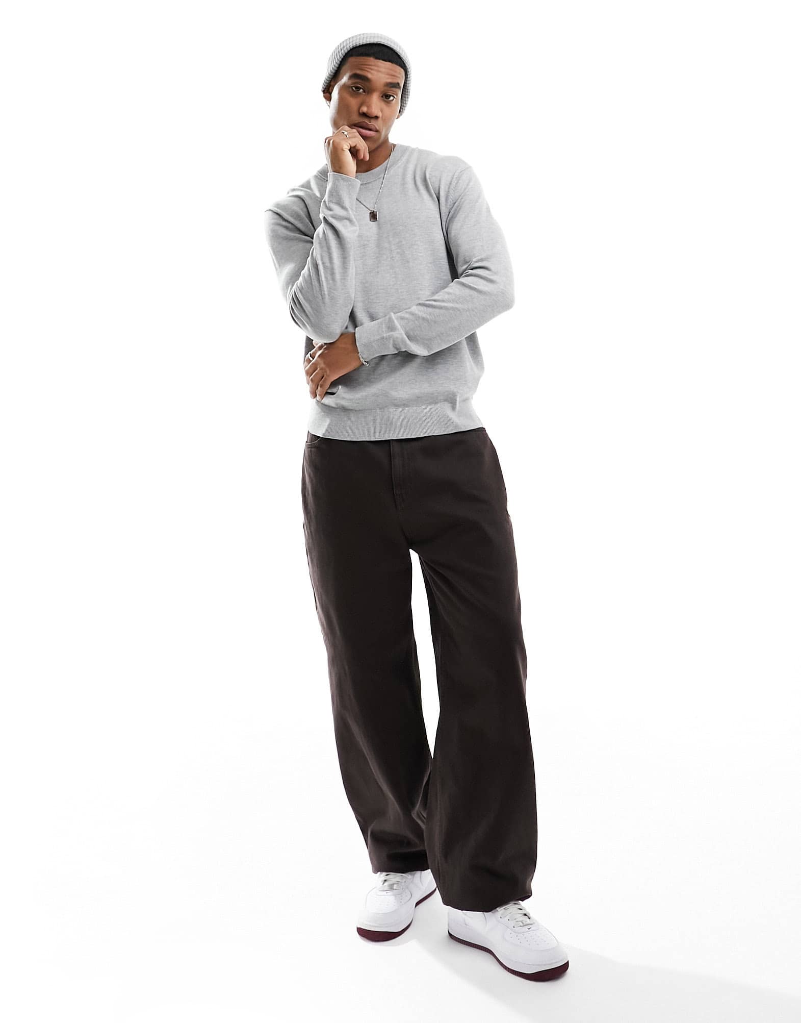 River Island essential crew neck sweatshirt in grey marl - ASOS Sample Sale EU Store