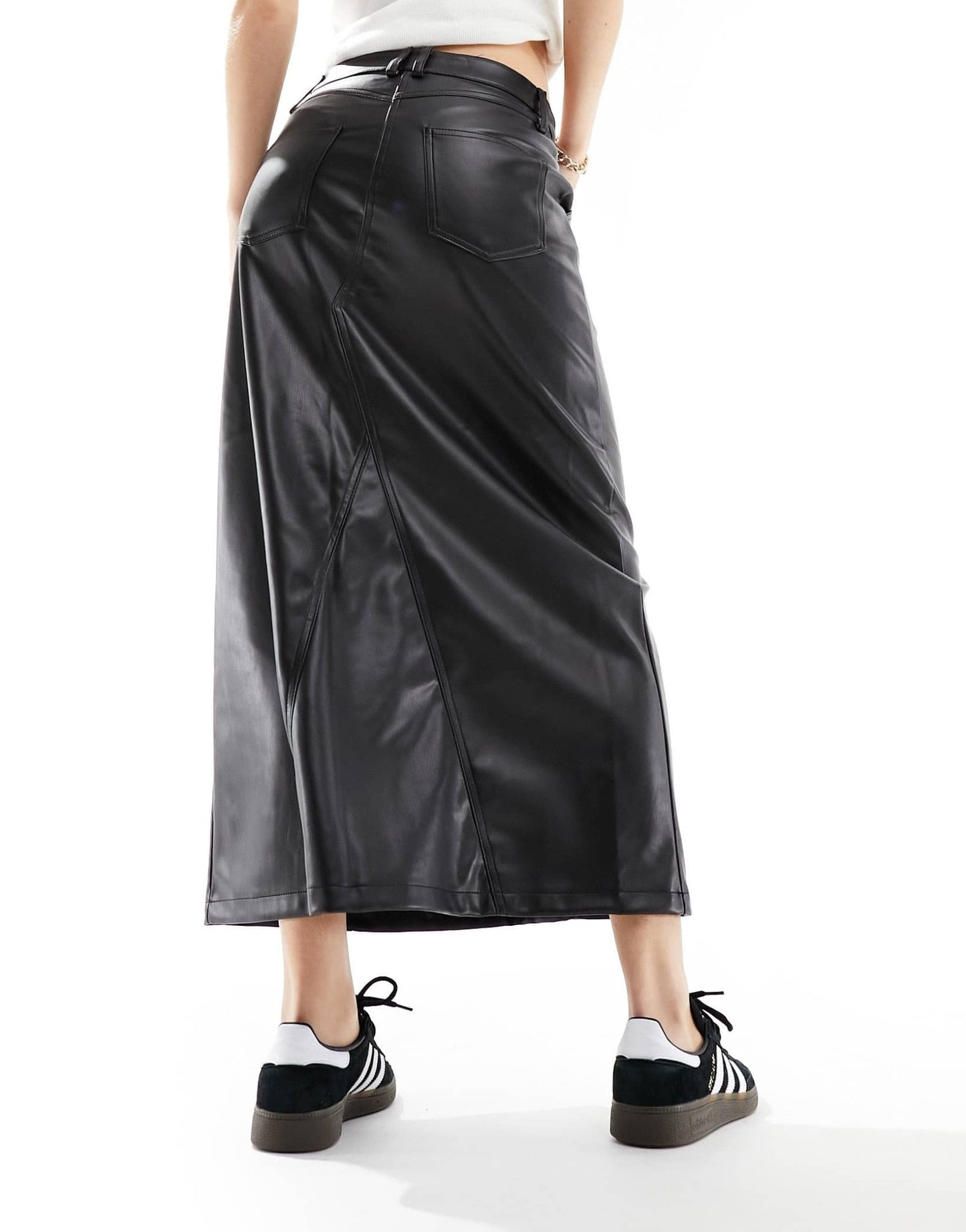 River Island faux leather midaxi skirt in black - ASOS Sample Sale EU Store