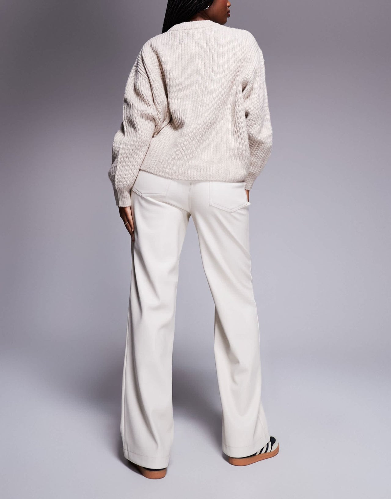 River Island faux leather relaxed straight trouser in cream - ASOS Sample Sale EU Store