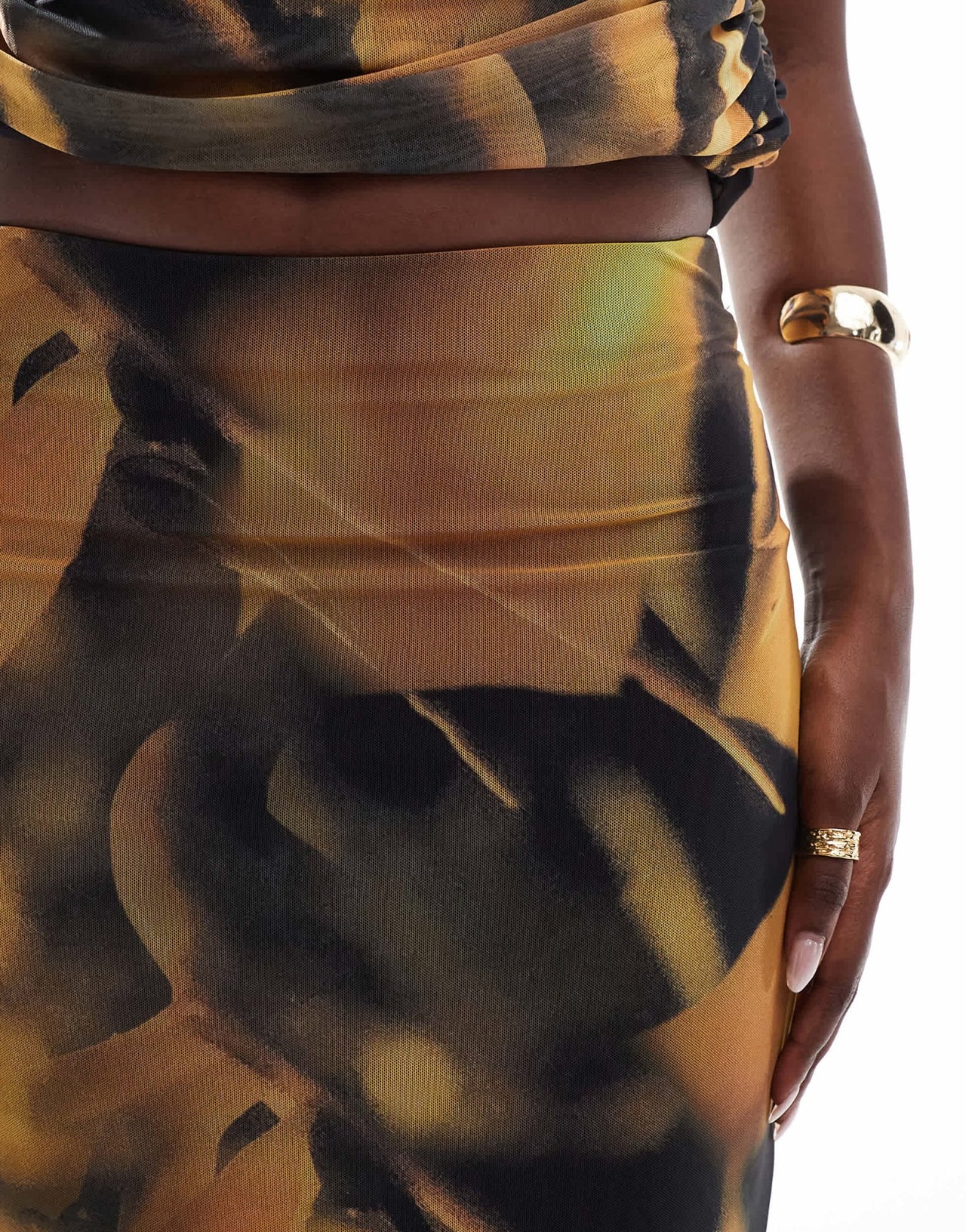 River Island floral mesh midi skirt co - ord in yellow - ASOS Sample Sale EU Store