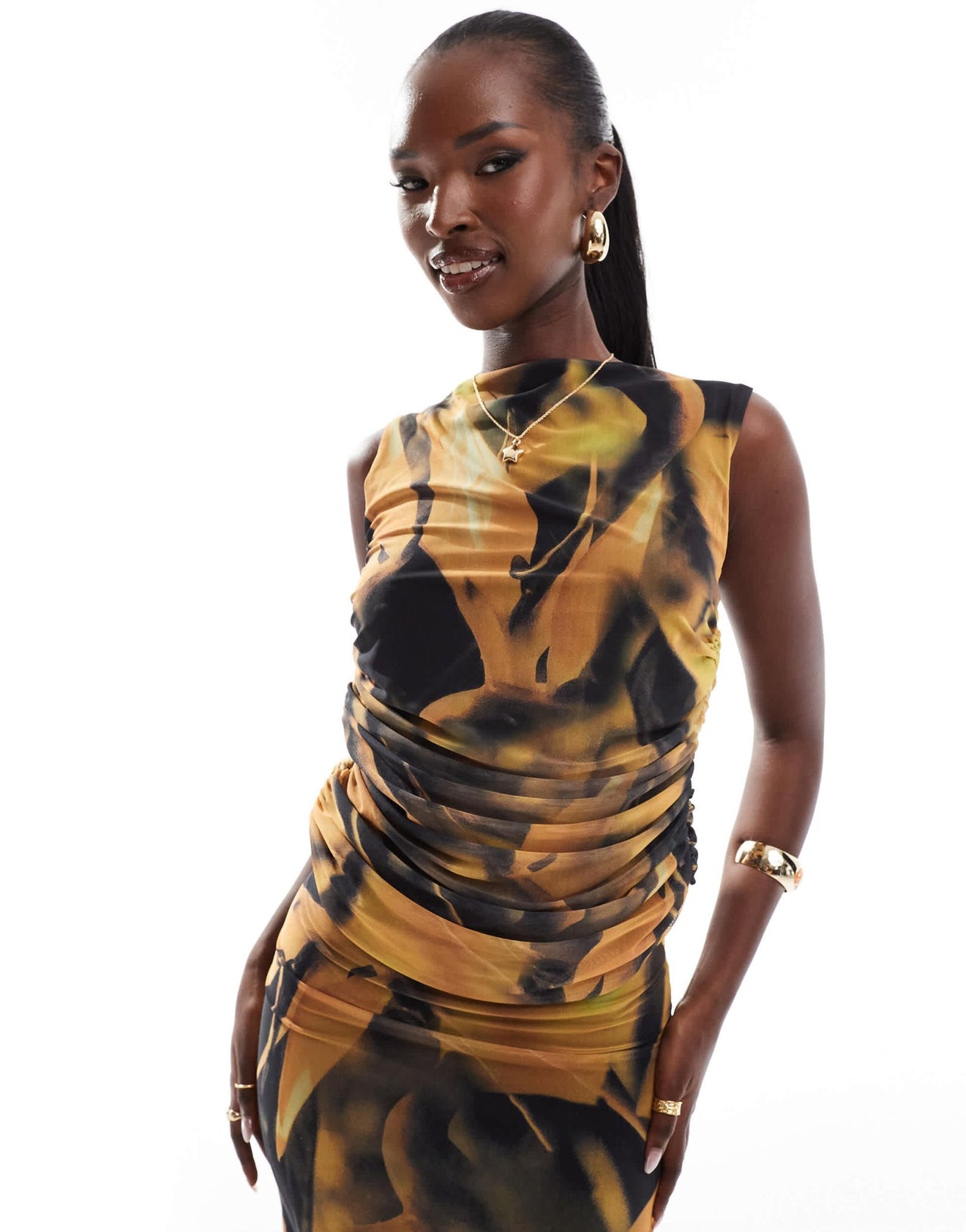 River Island floral mesh top co - ord in yellow - ASOS Sample Sale EU Store