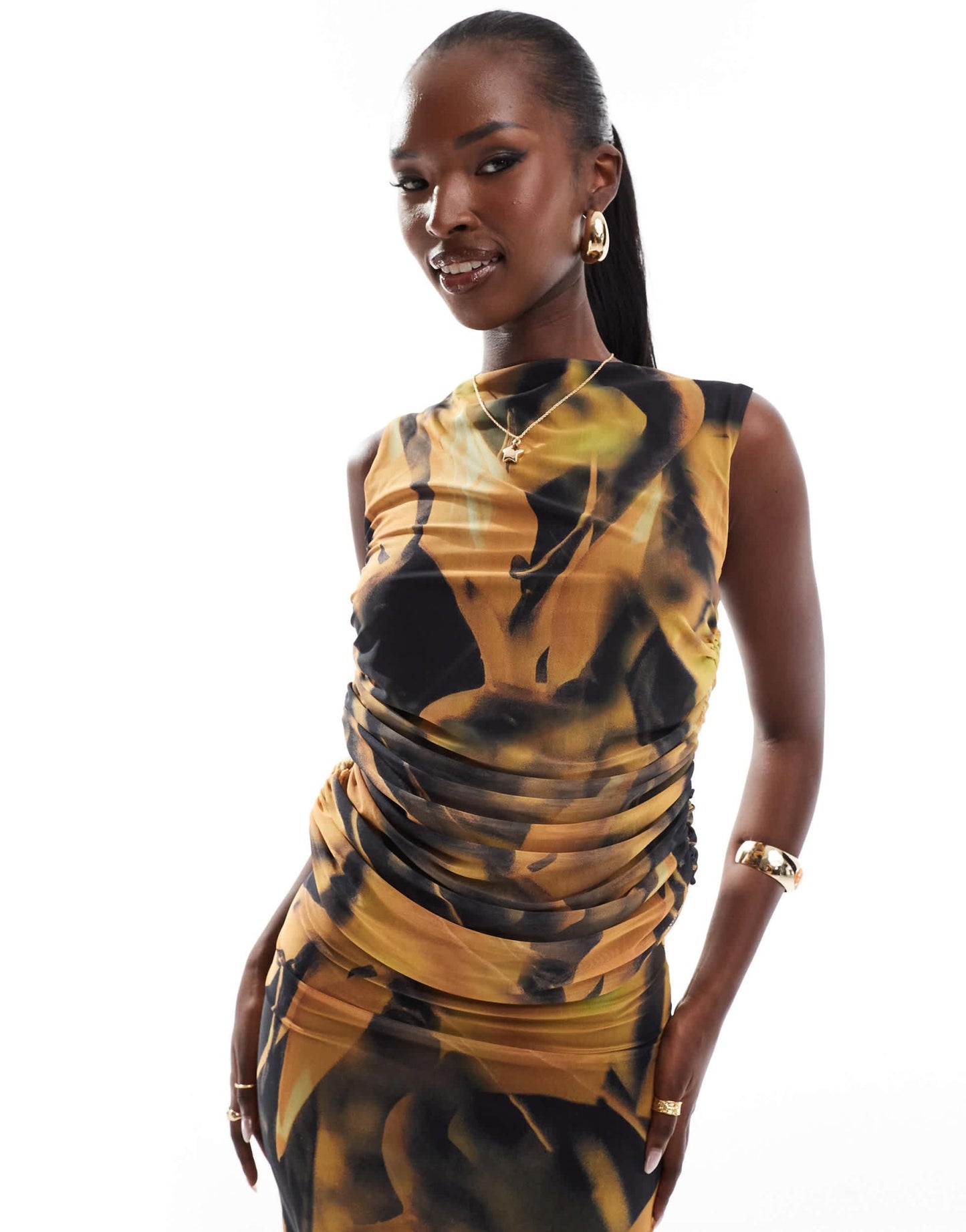 River Island floral mesh top co - ord in yellow - ASOS Sample Sale EU Store