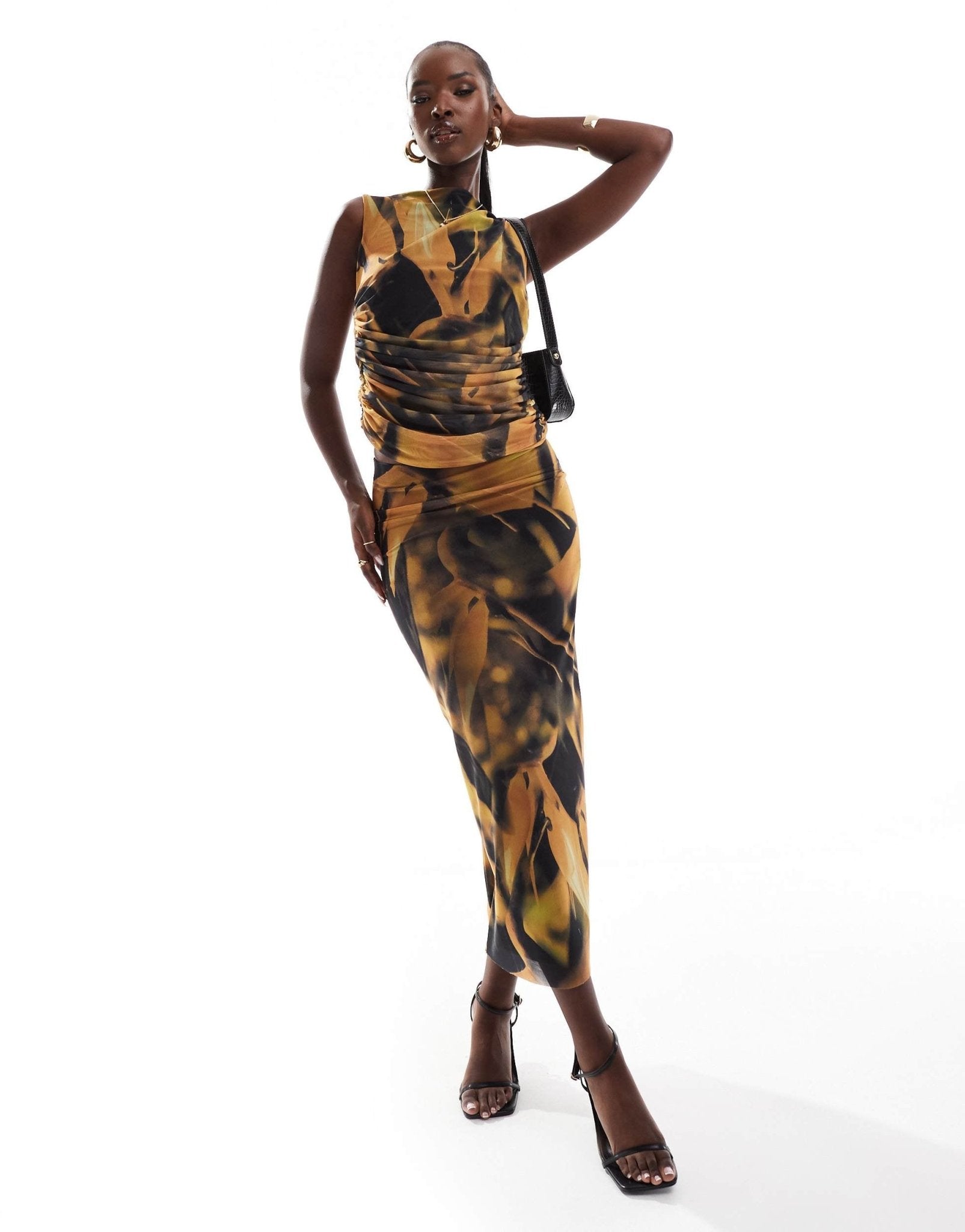 River Island floral mesh top co - ord in yellow - ASOS Sample Sale EU Store