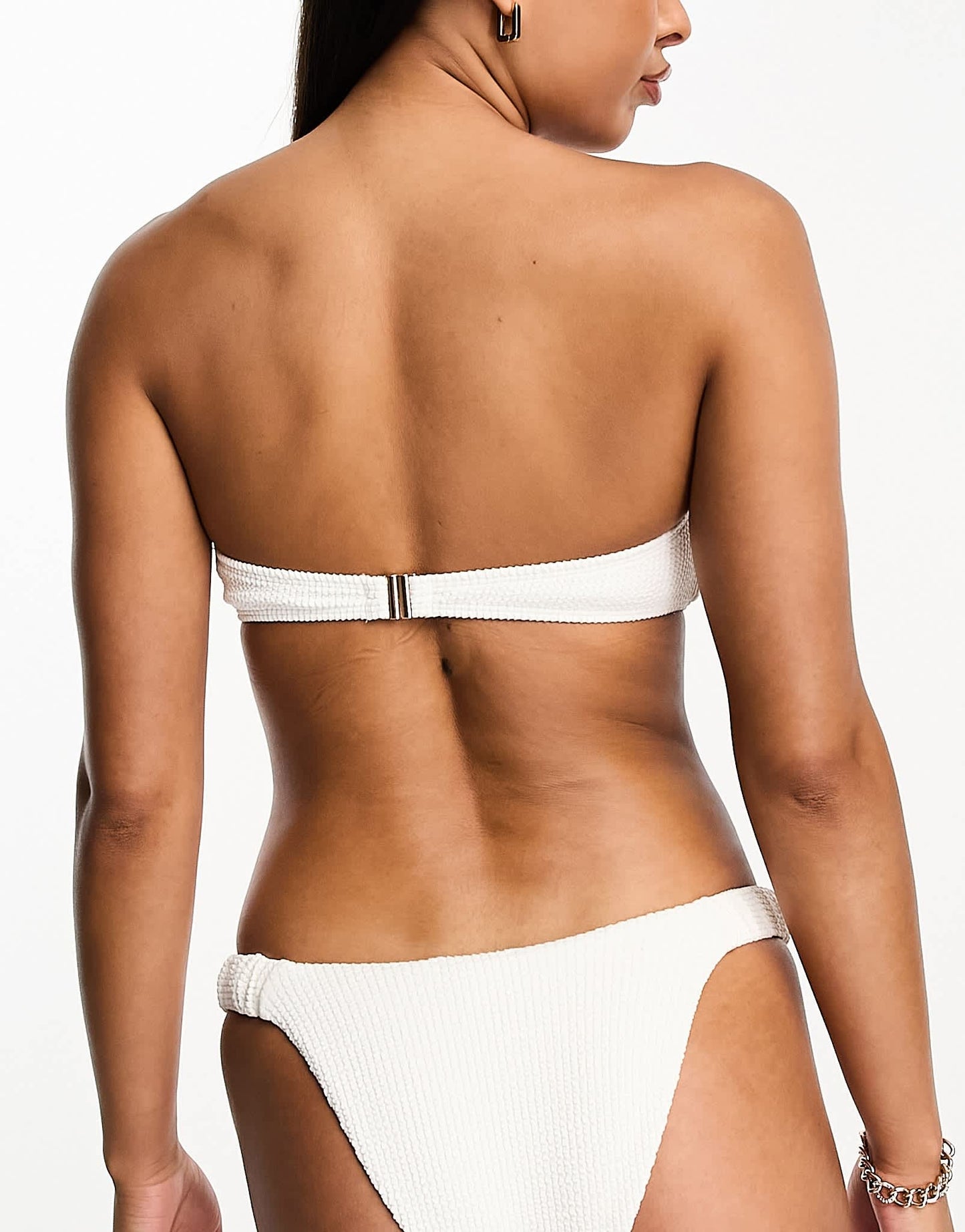 River Island hardware trim bandeau bikini top in white - ASOS Sample Sale EU Store