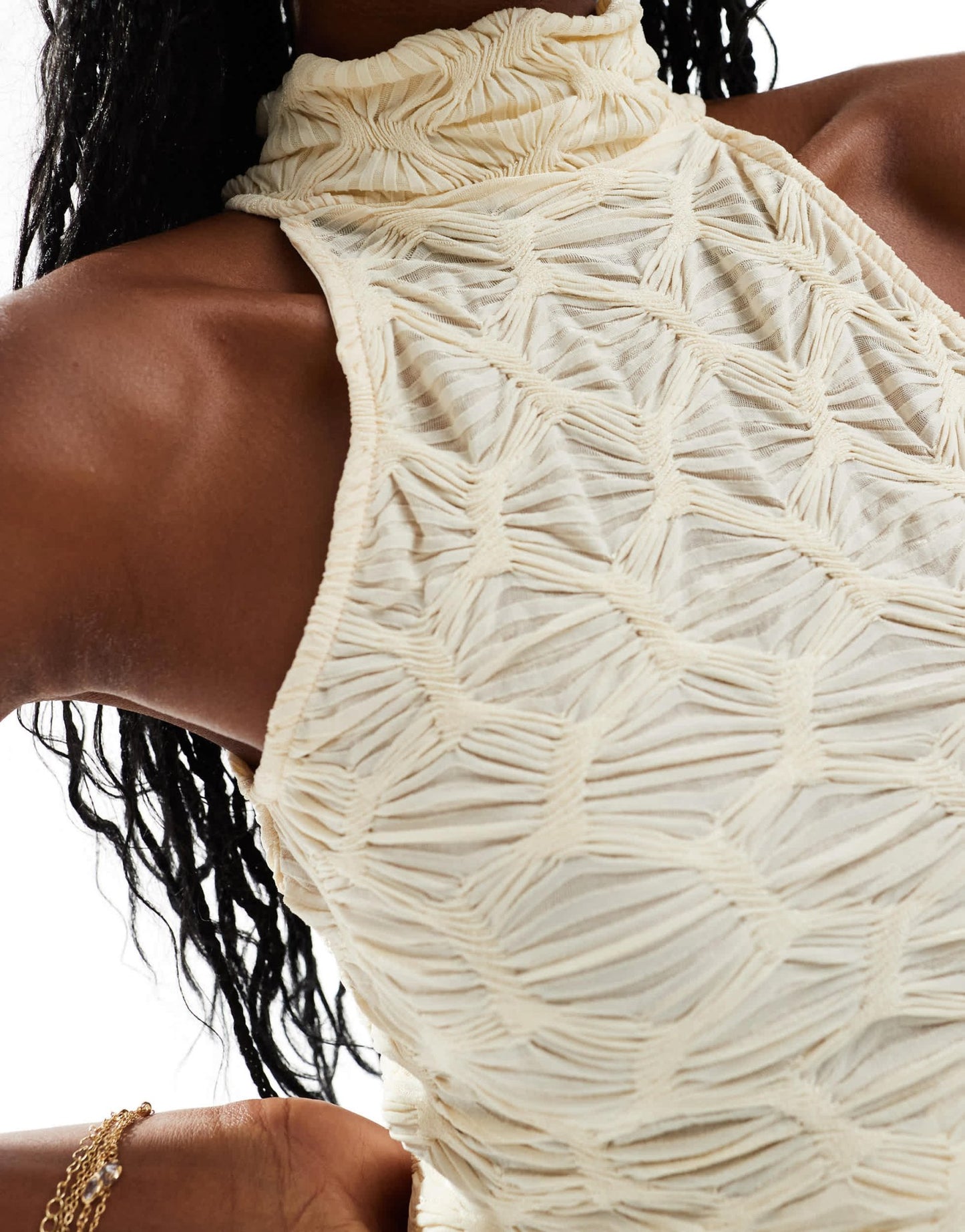 River Island high neck textured top in cream - ASOS Sample Sale EU Store