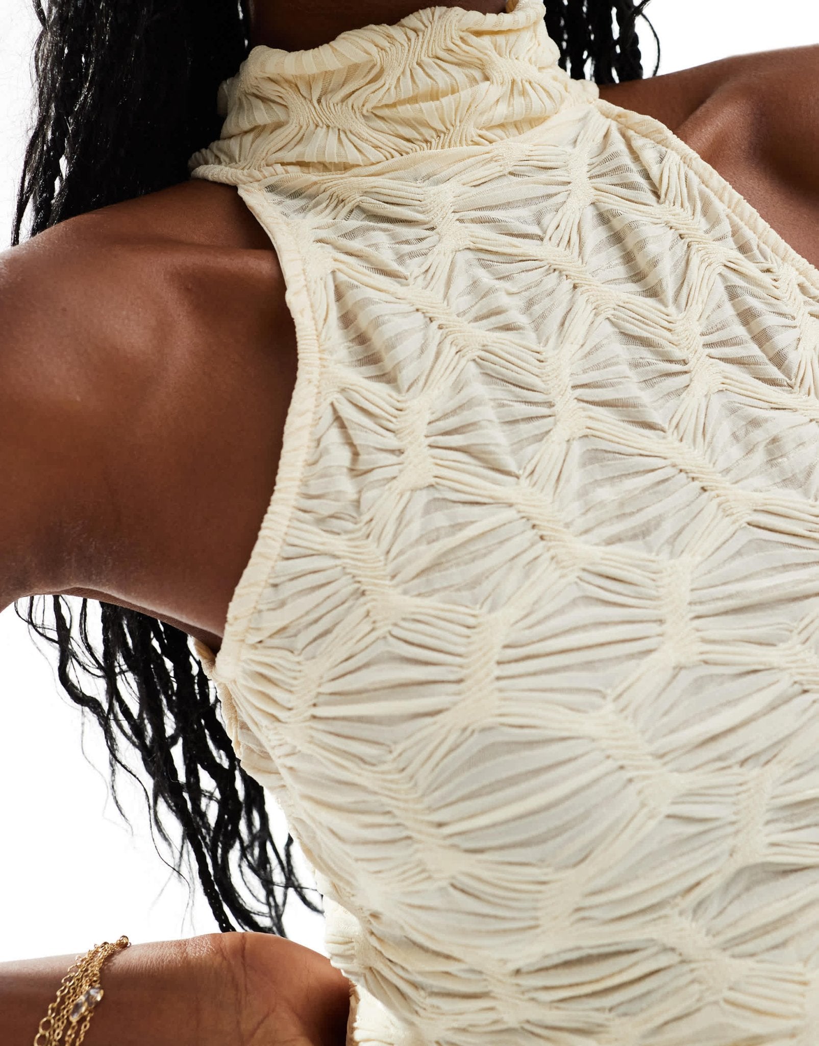 River Island high neck textured top in cream - ASOS Sample Sale EU Store
